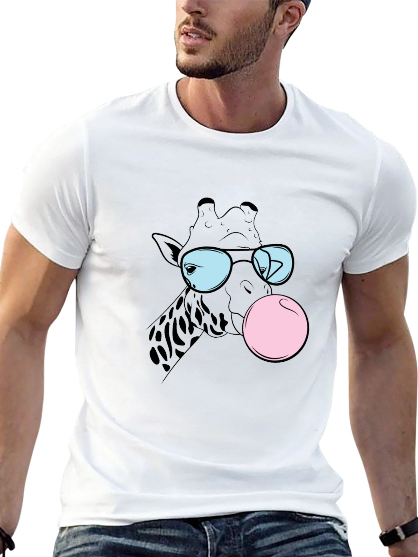 Cool Giraffe Bubble Gum Graphic Tee