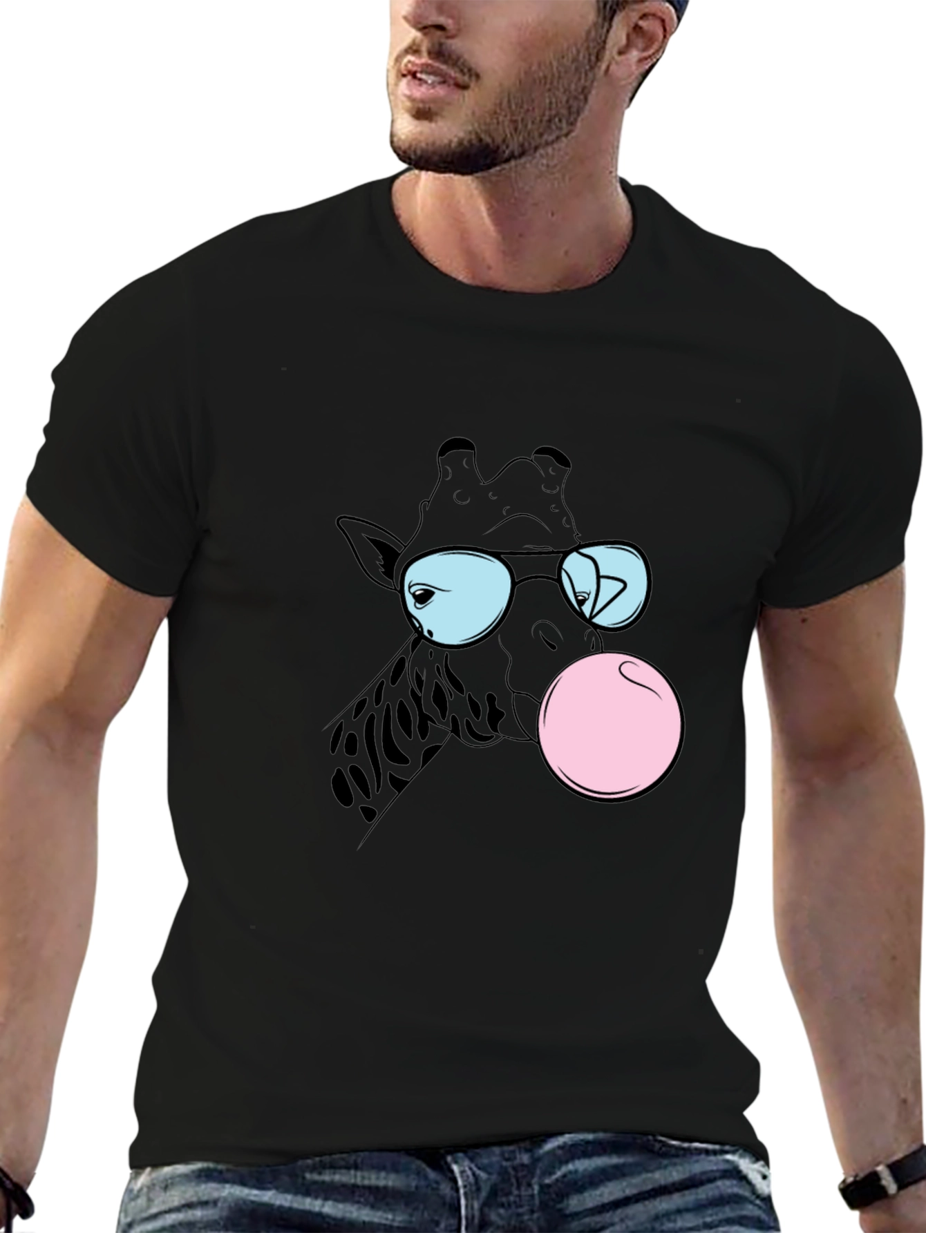 Cool Giraffe Bubble Gum Graphic Tee