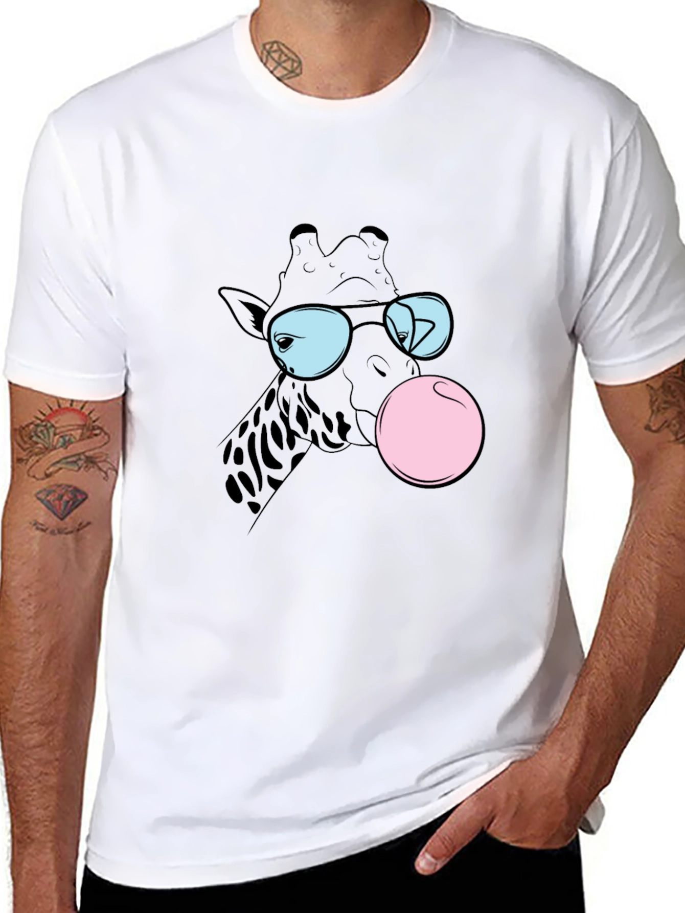 Cool Giraffe Bubble Gum Graphic Tee