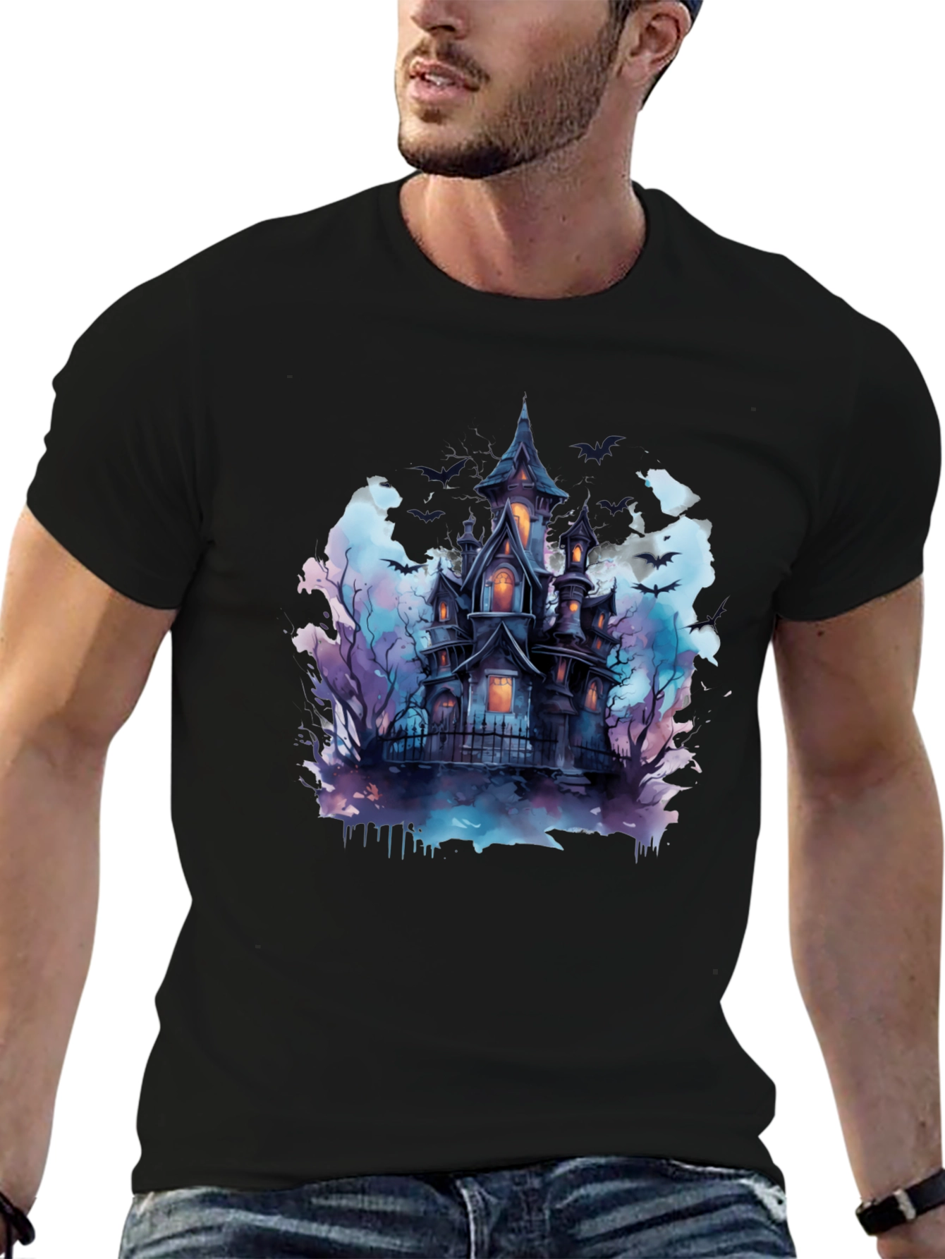 Spooky Haunted House Graphic Tee - Halloween Shirt