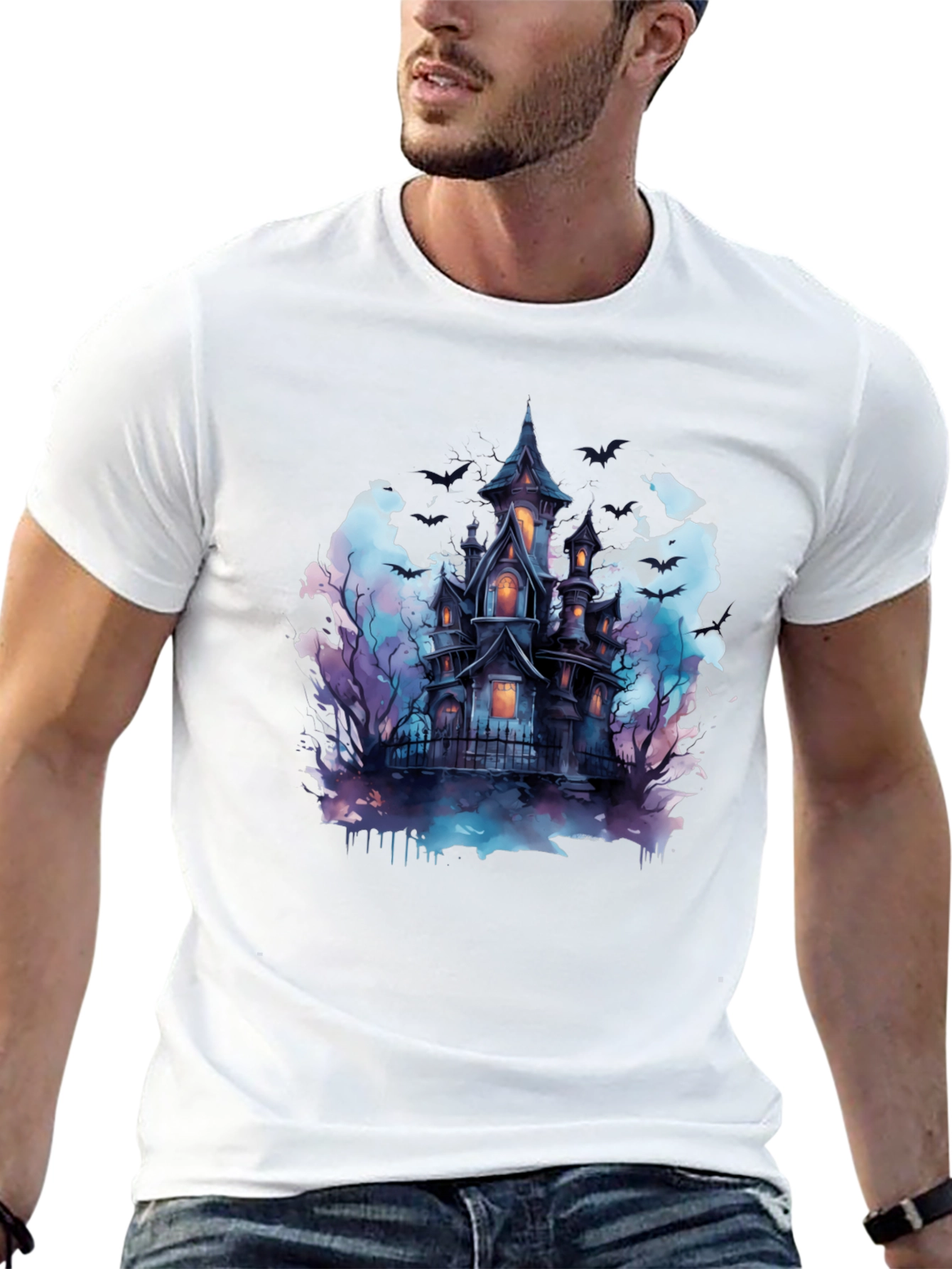 Spooky Haunted House Graphic Tee - Halloween Shirt