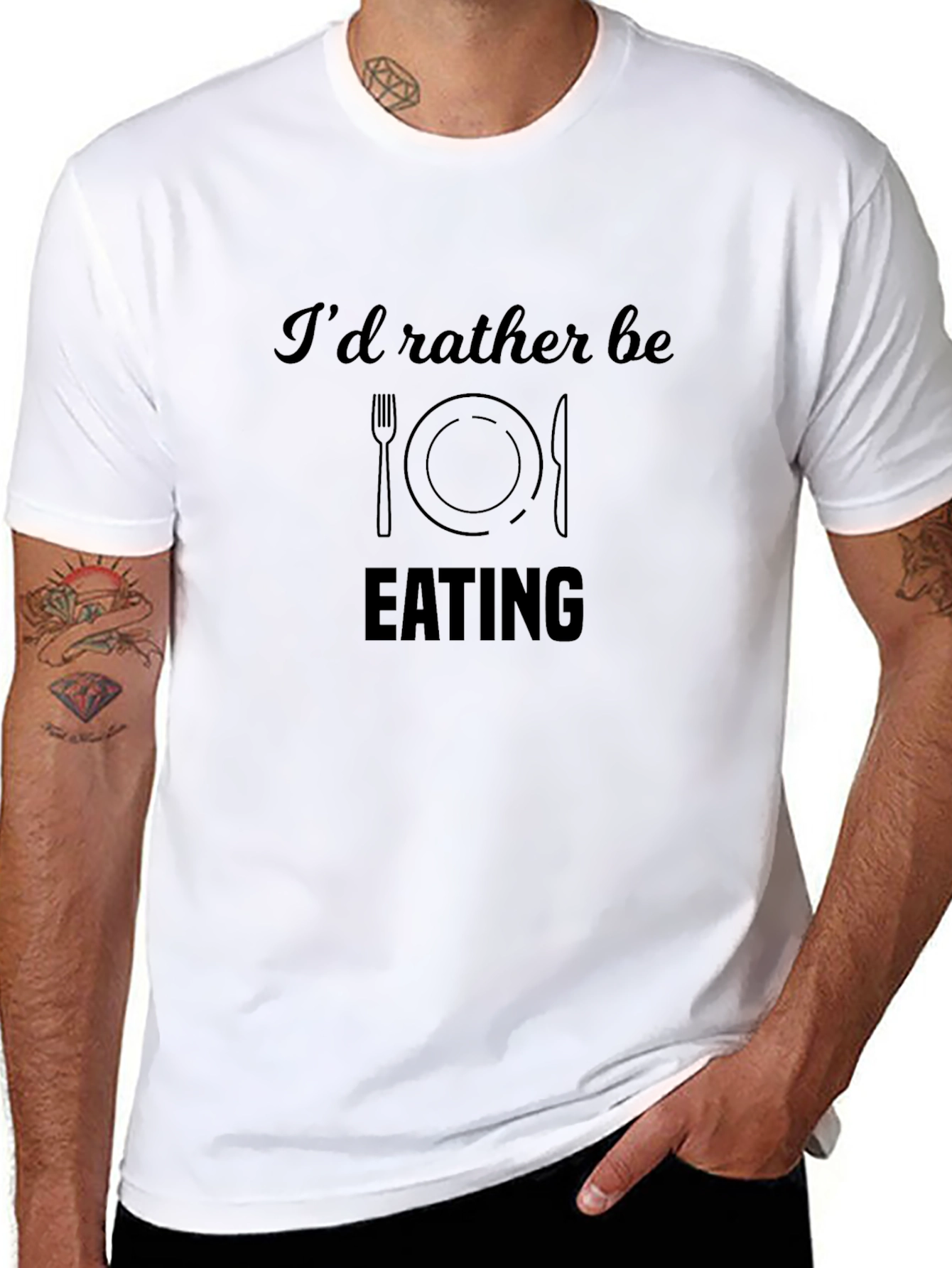 Funny Id Rather Be Eating Black T-Shirt