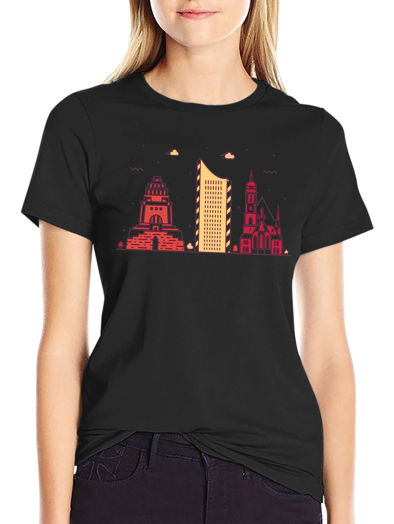 Leipzig Skyline Black T-Shirt