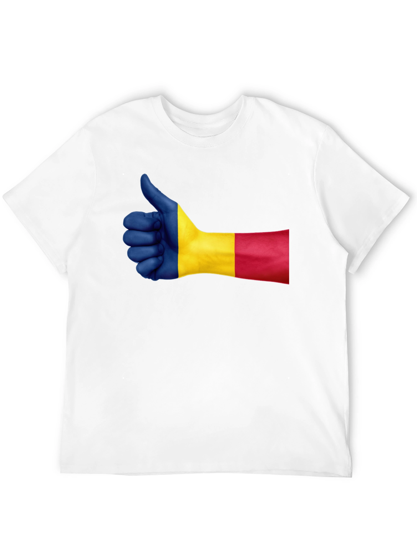 Romania Flag Thumbs Up Graphic Tee - Black