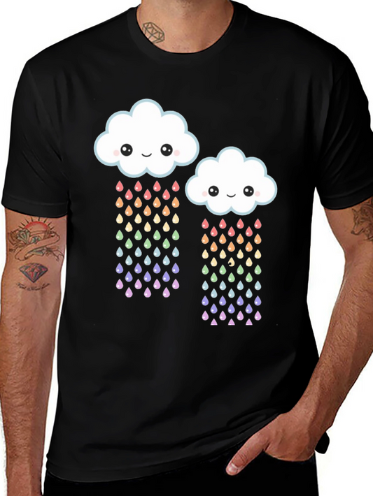 Cute Cloud Rainbow Drops Graphic Tee