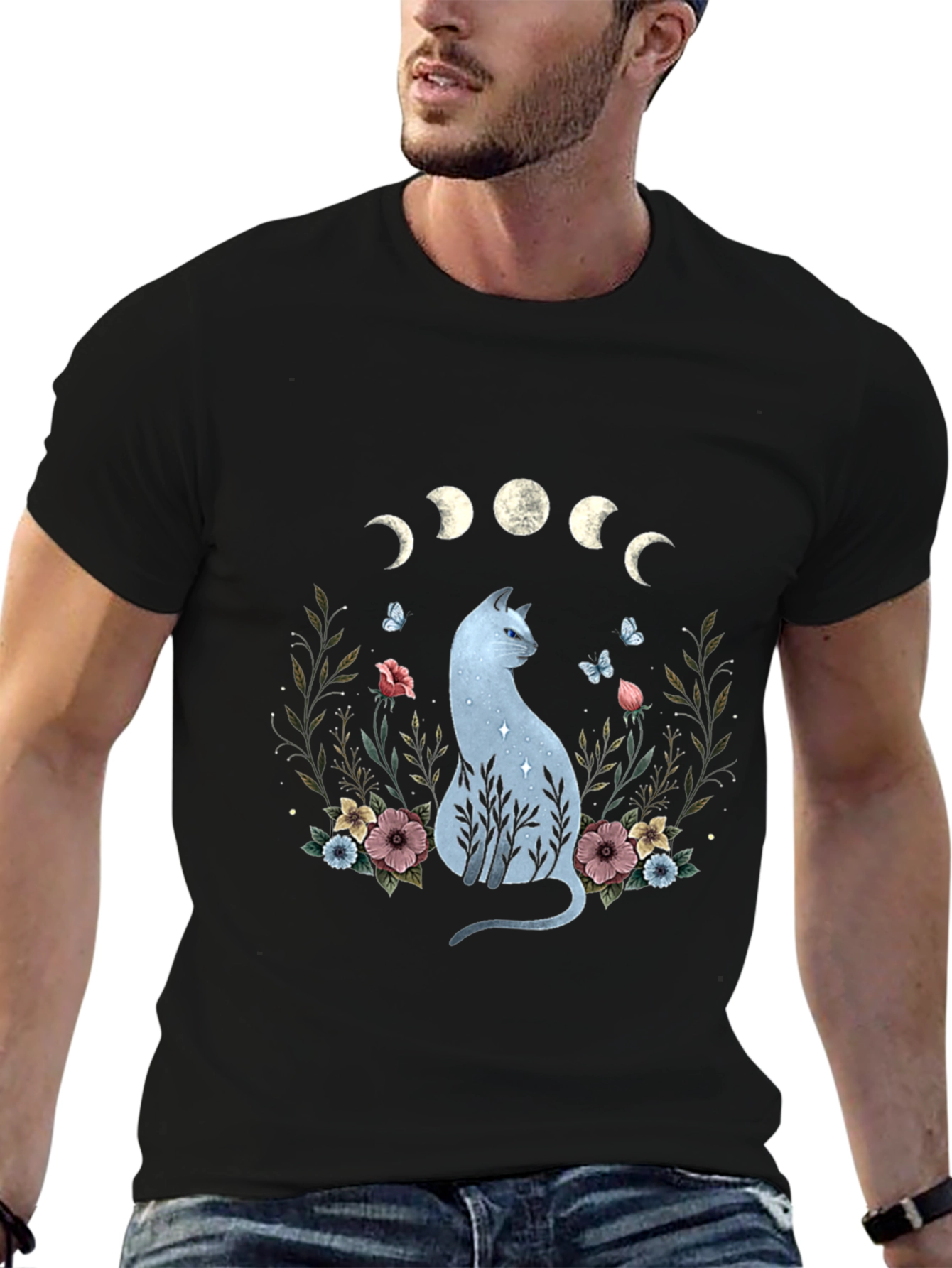 Mystic Cat Moon Phase Graphic Tee