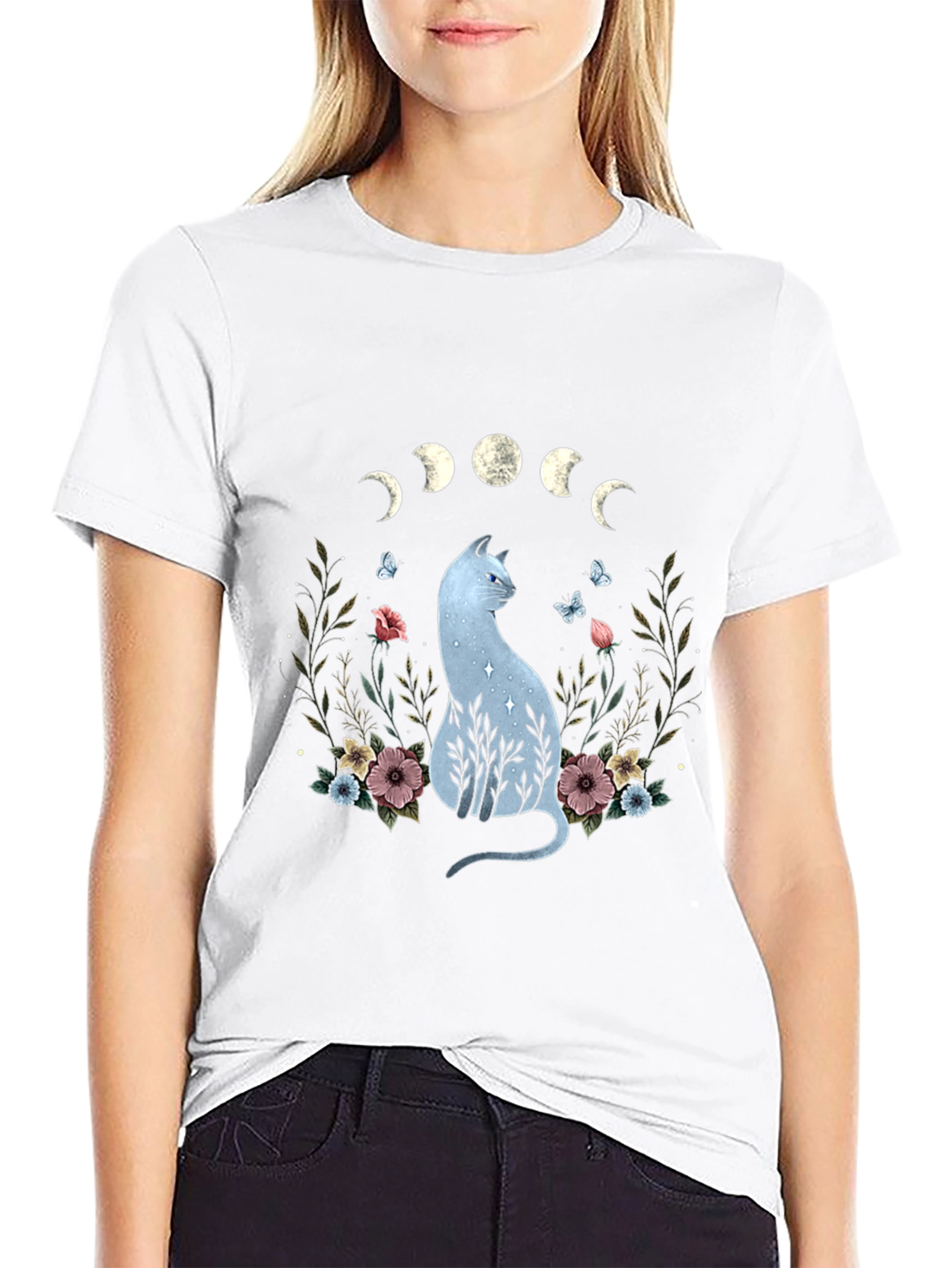 Mystic Cat Moon Phase Graphic Tee