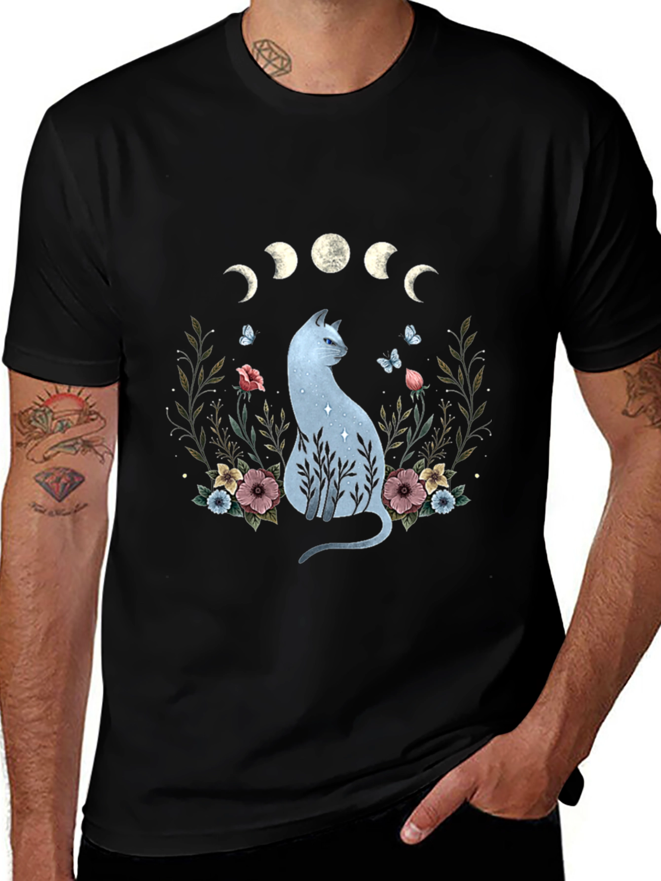 Mystic Cat Moon Phase Graphic Tee