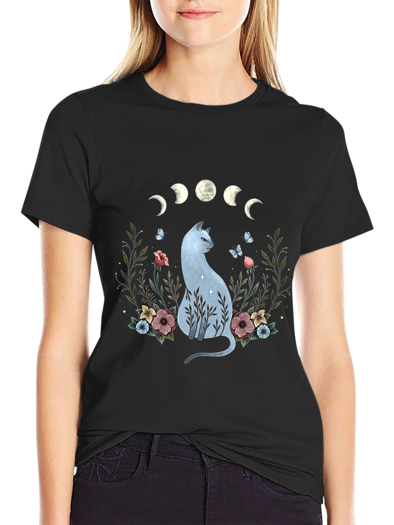 Mystic Cat Moon Phase Graphic Tee