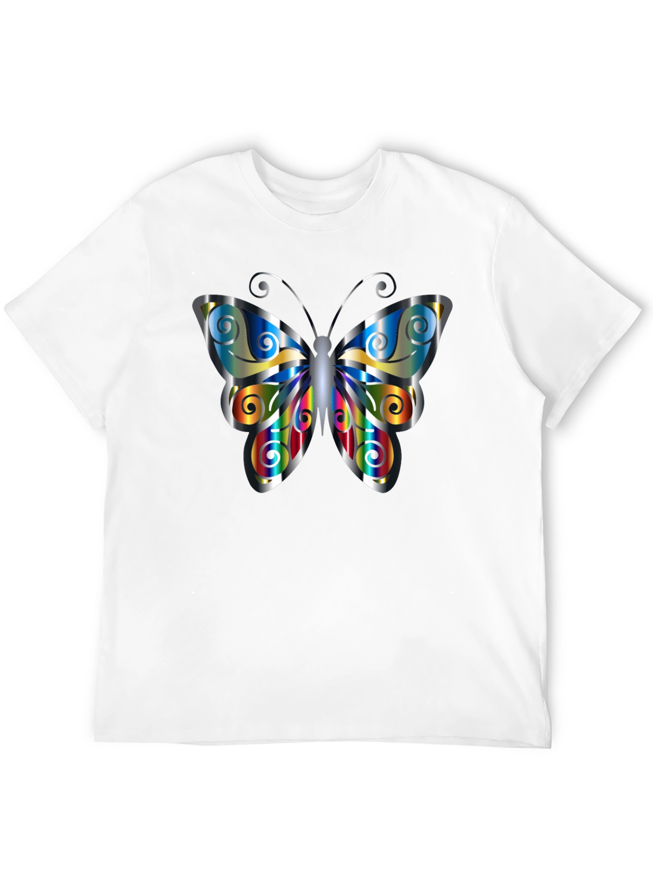 Butterfly Graphic Print Mens Black T-Shirt