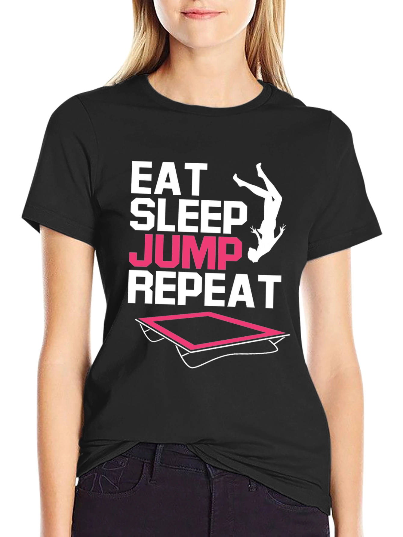 Eat Sleep Jump Repeat Black T-Shirt