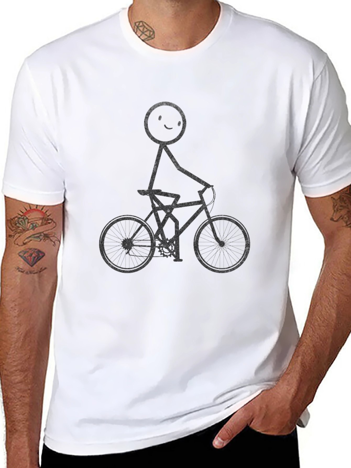 Stick Figure Cyclist T-Shirt - Black
