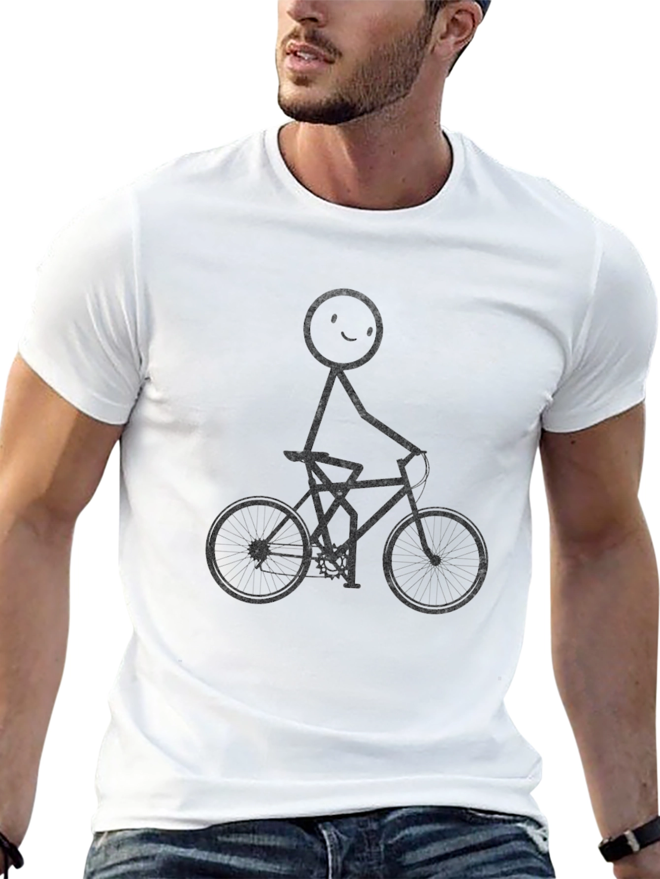 Stick Figure Cyclist T-Shirt - Black
