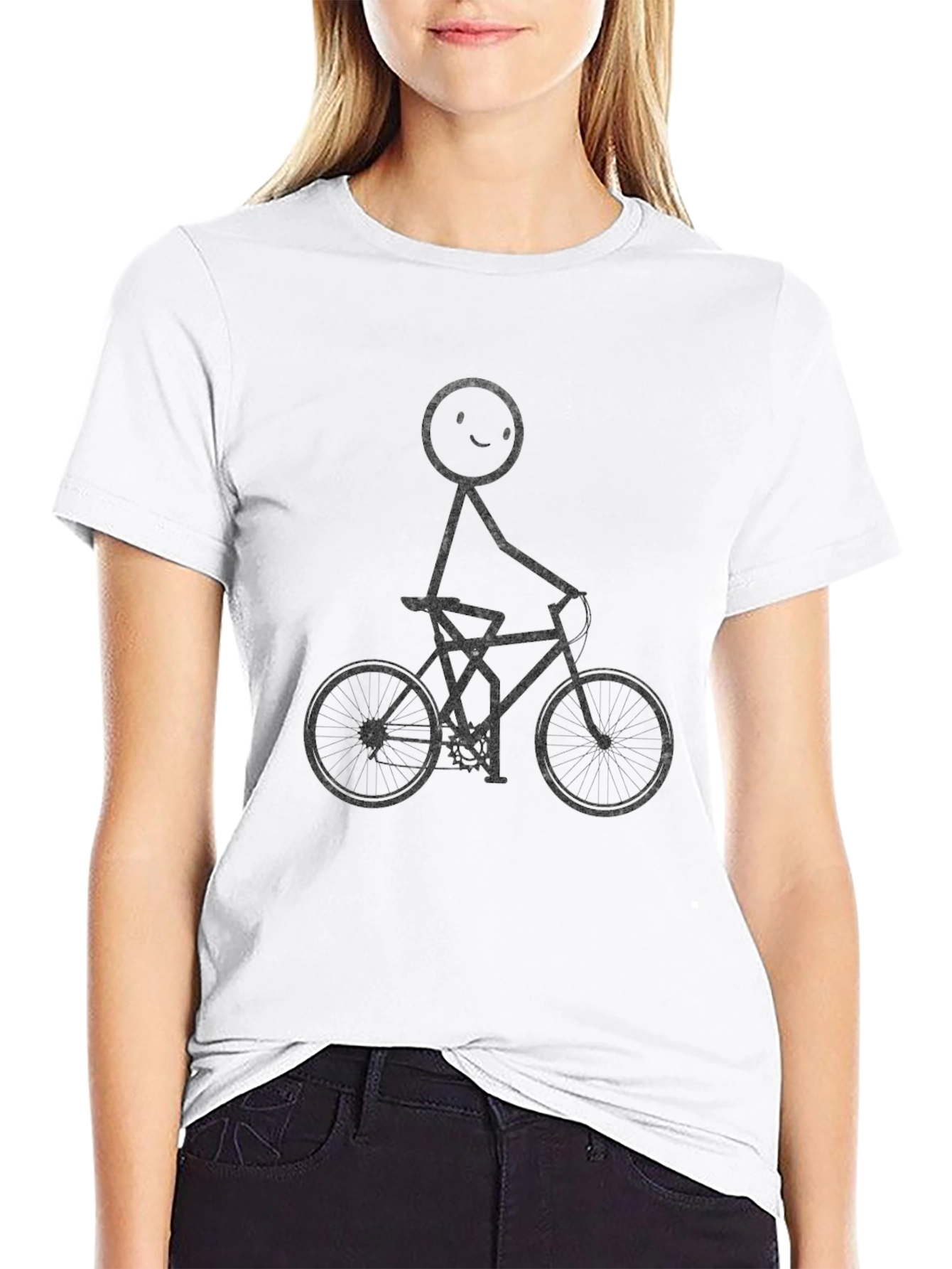 Stick Figure Cyclist T-Shirt - Black