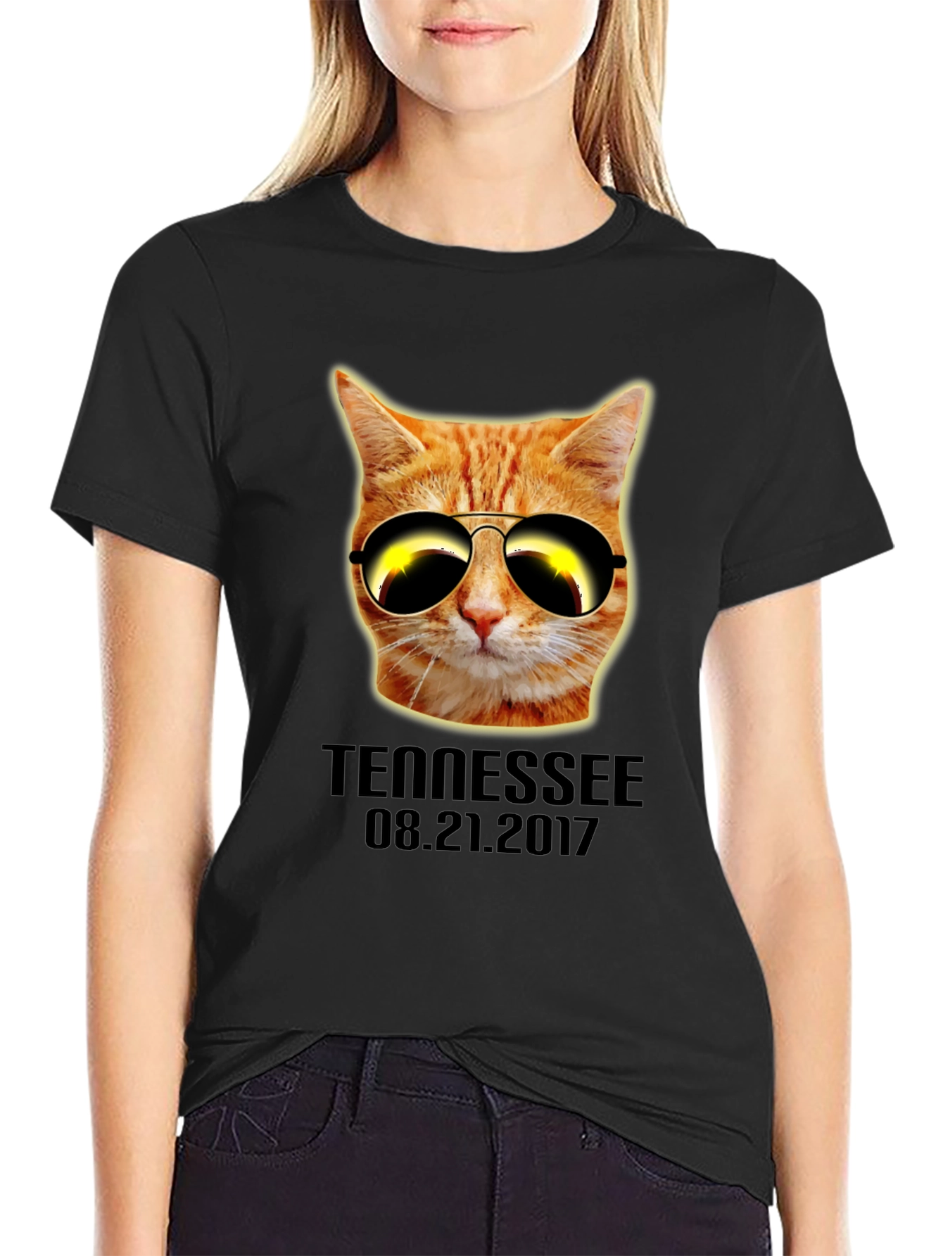 Tennessee Solar Eclipse Cat T-Shirt - August 21 2017