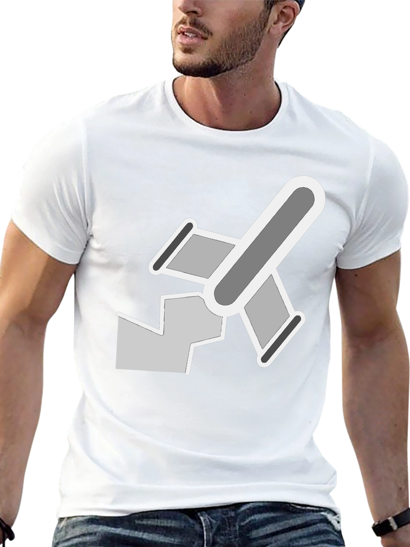 Abstract Geometric Graphic Print Mens Black T-Shirt