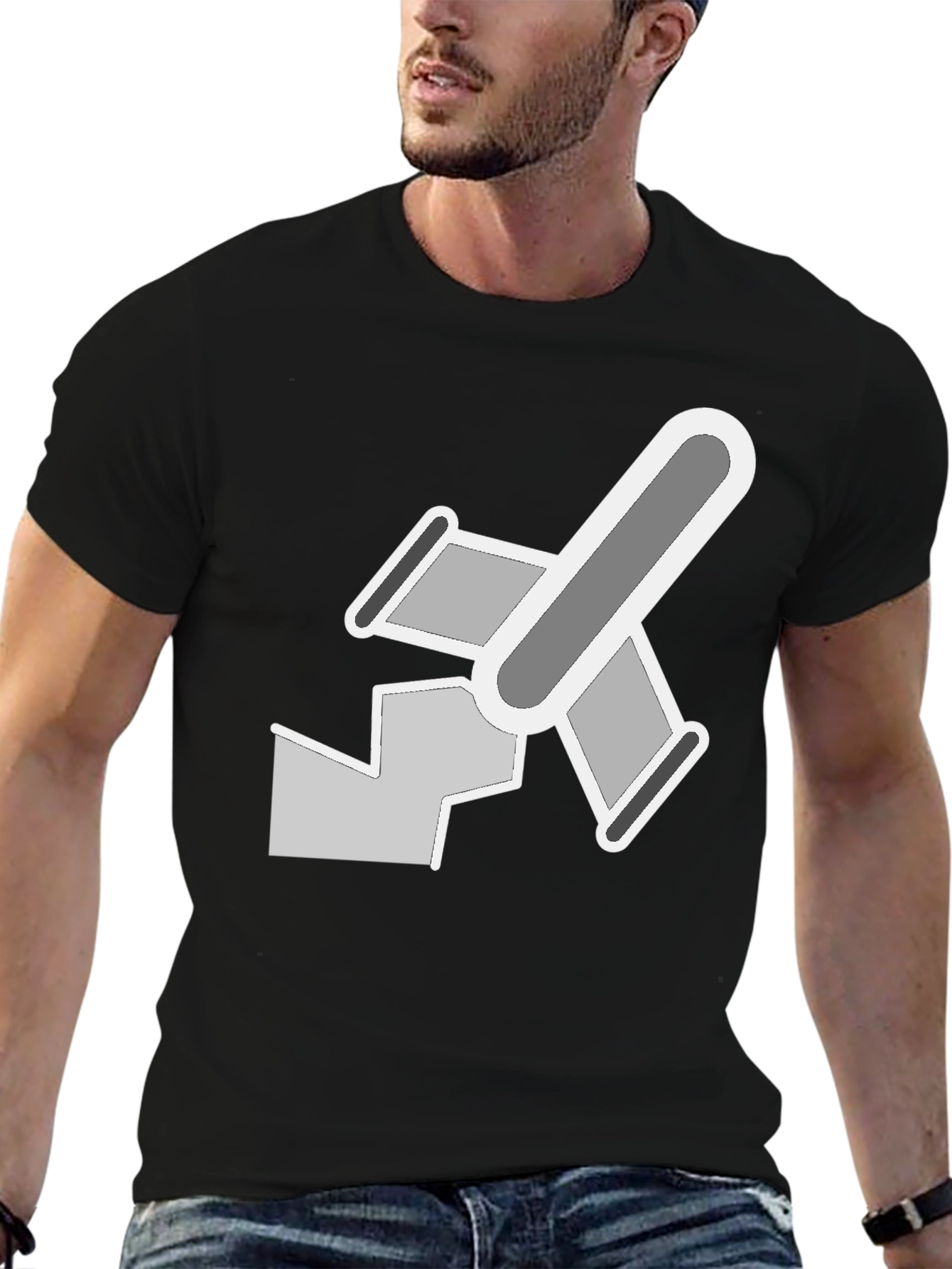 Abstract Geometric Graphic Print Mens Black T-Shirt