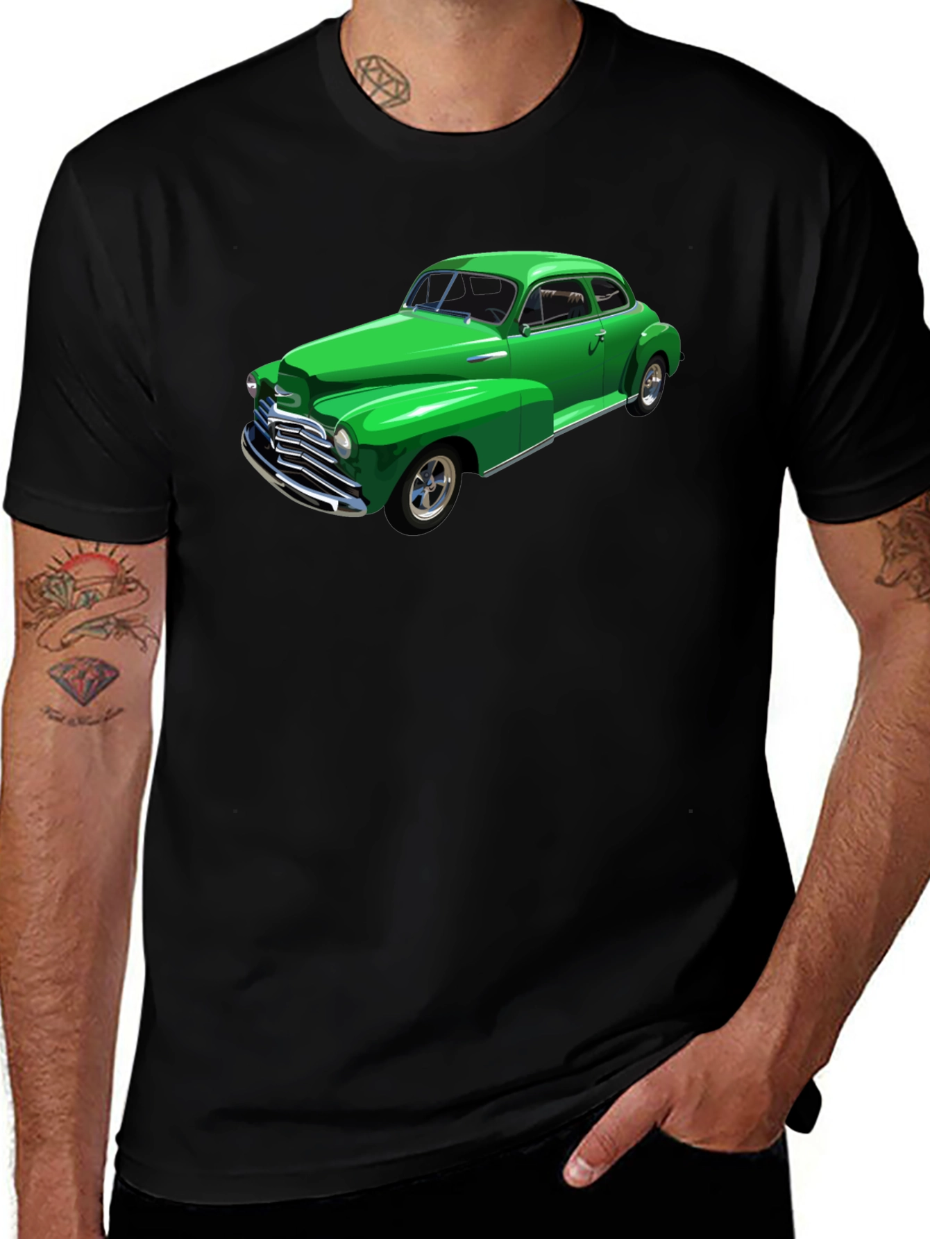 Classic Green Car Graphic T-Shirt
