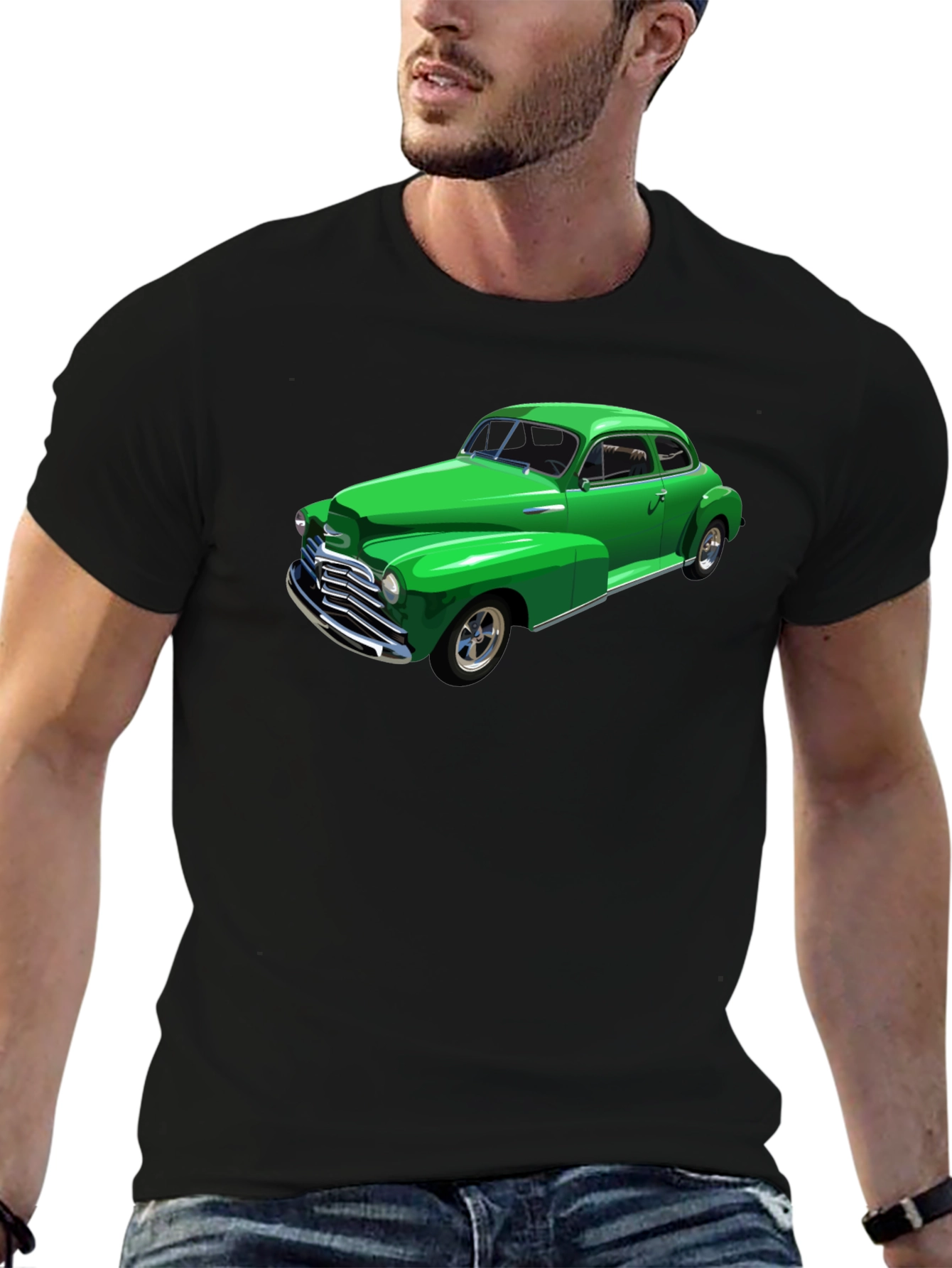 Classic Green Car Graphic T-Shirt