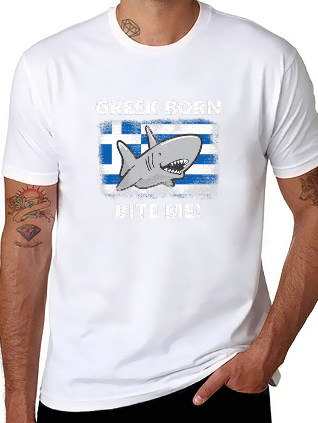 Greek Born Shark Bite Me! T-Shirt