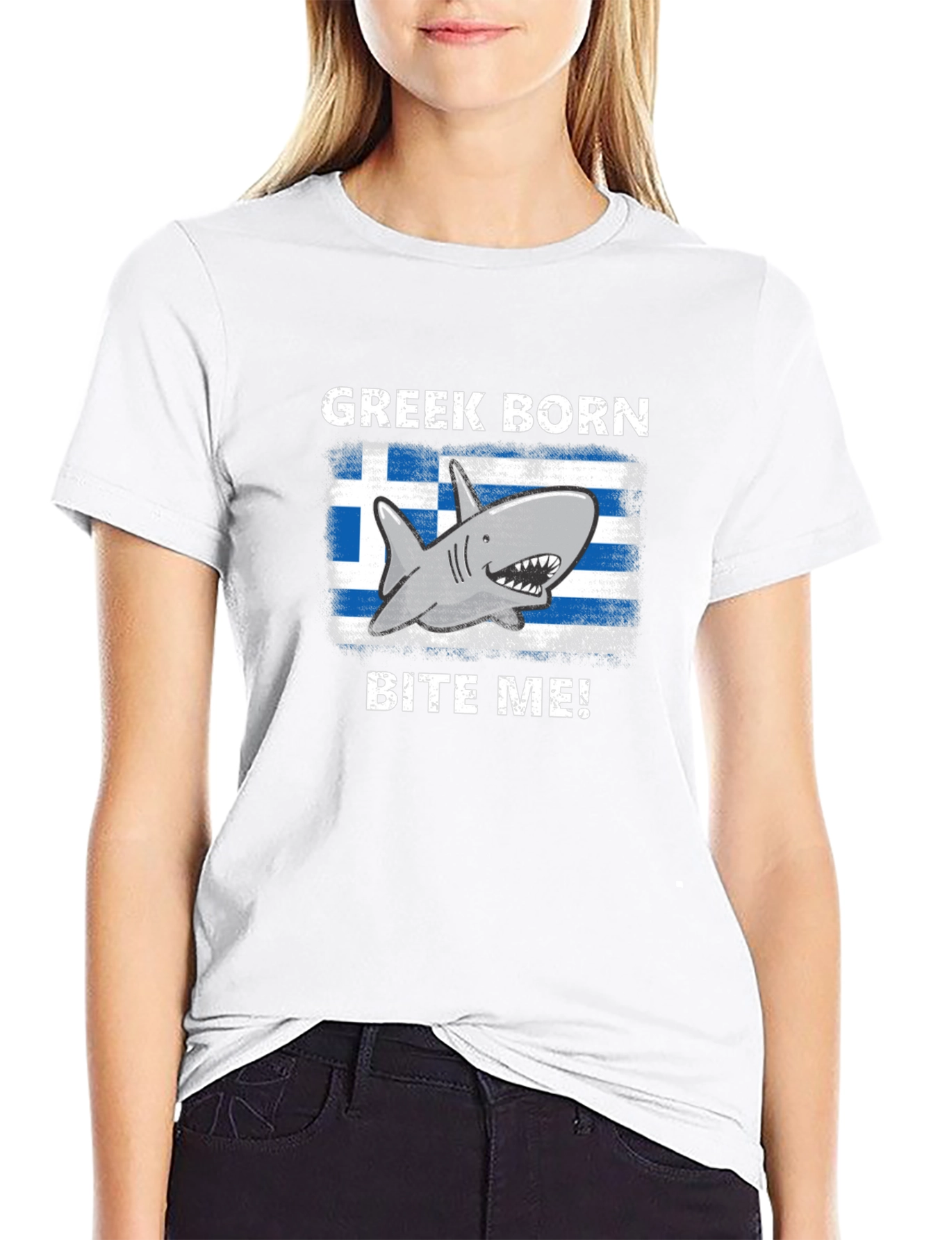 Greek Born Shark Bite Me! T-Shirt