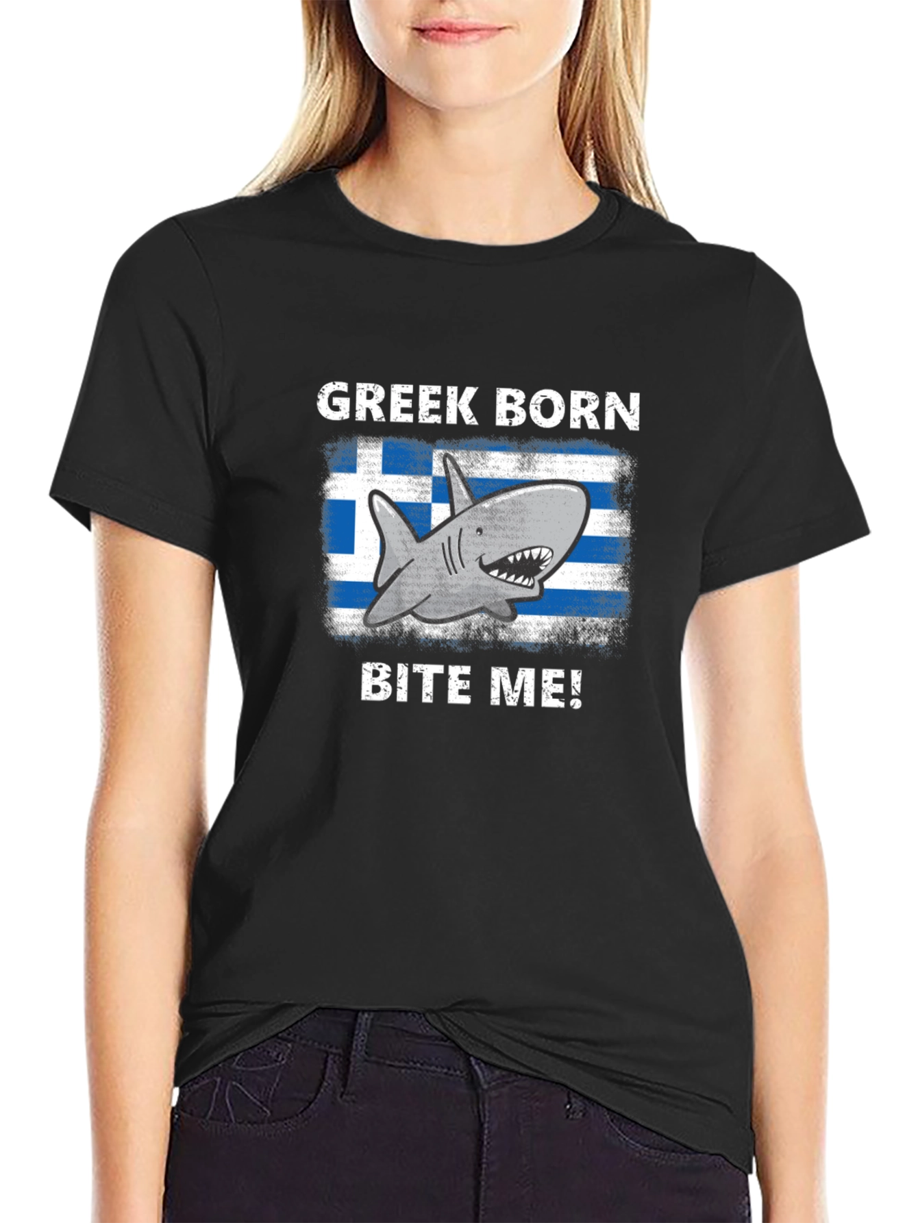 Greek Born Shark Bite Me! T-Shirt