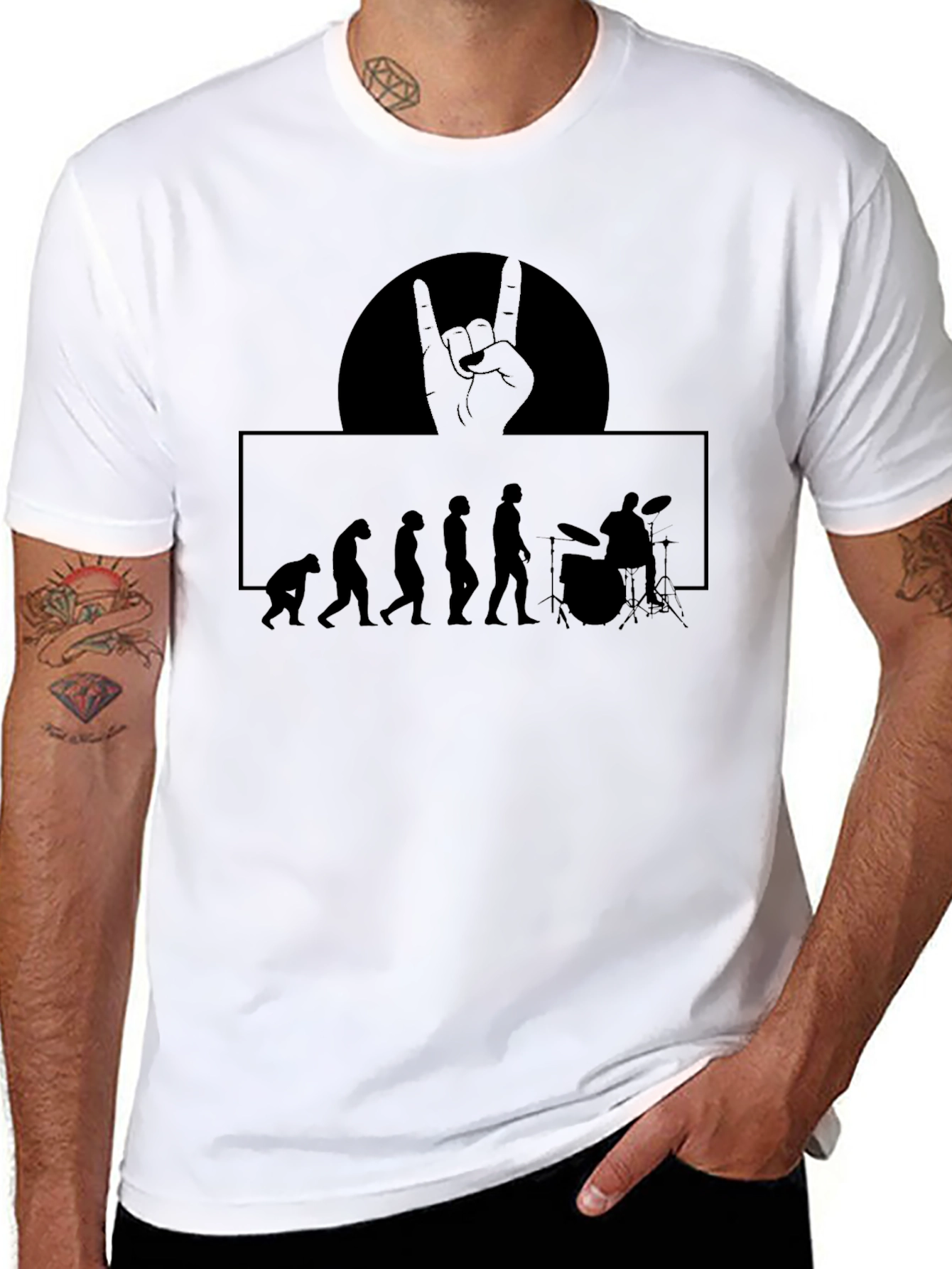Evolution of Rock Drummer Mens Graphic T-Shirt