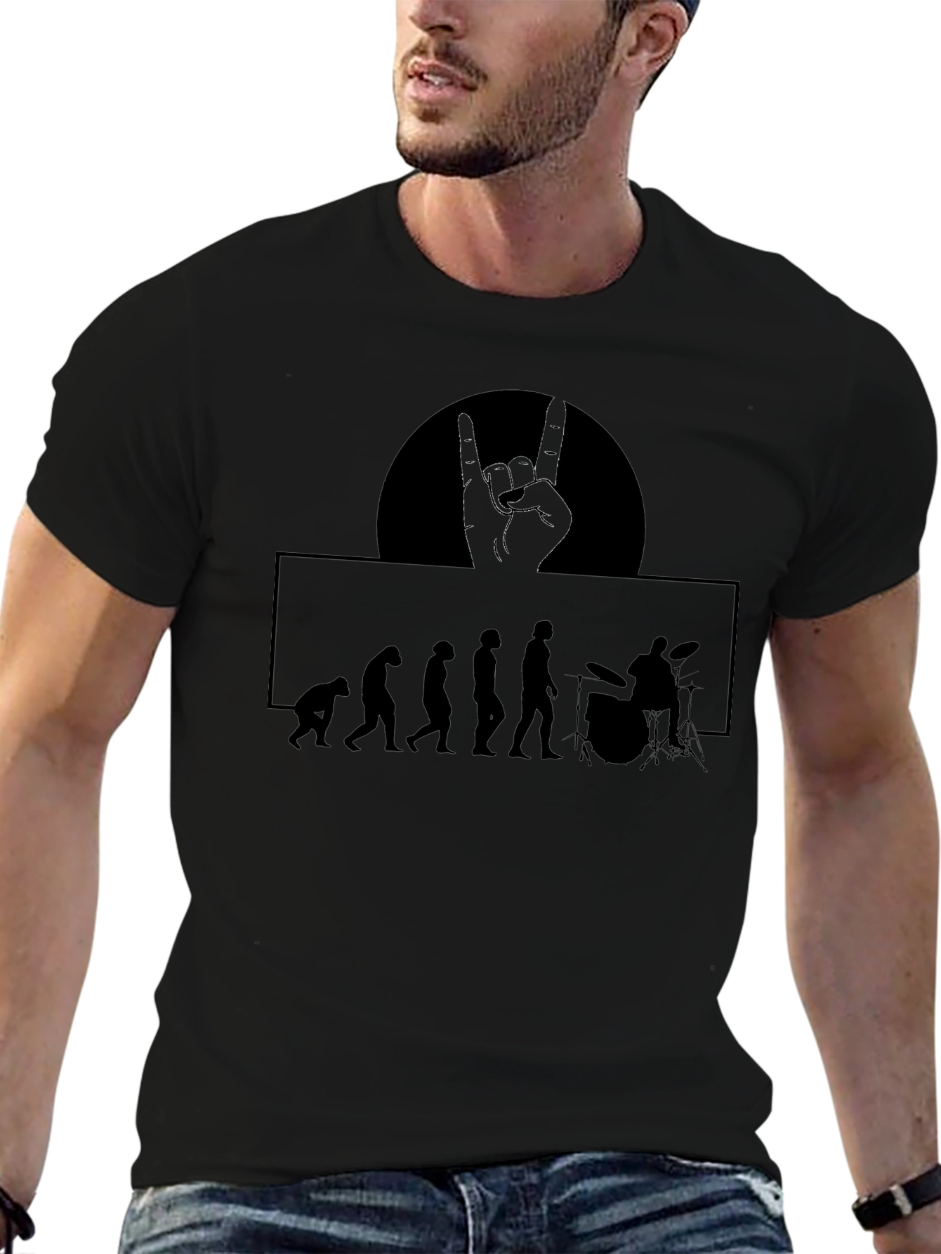 Evolution of Rock Drummer Mens Graphic T-Shirt