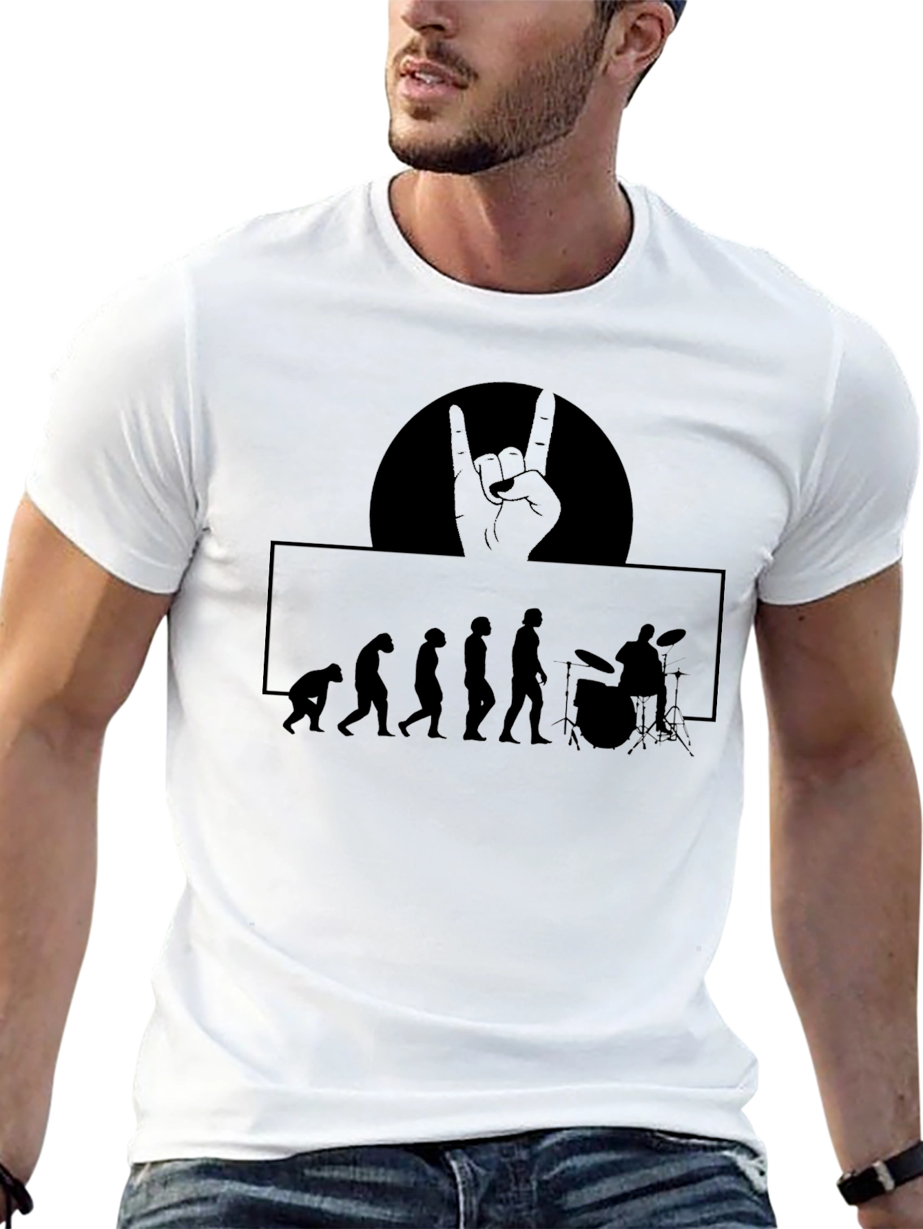 Evolution of Rock Drummer Mens Graphic T-Shirt