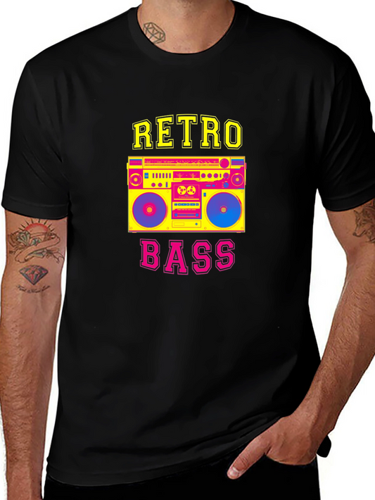 Retro Bass Boombox Graphic T-Shirt - Vintage Style