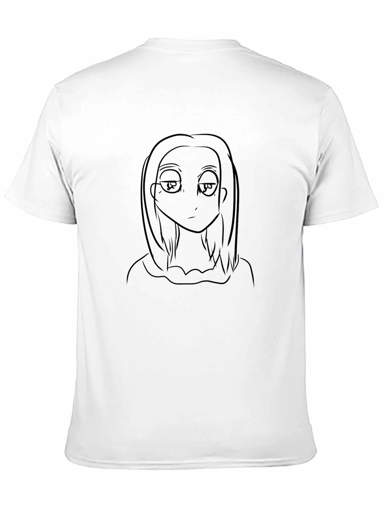 Anime Character Line Art Black T-Shirt