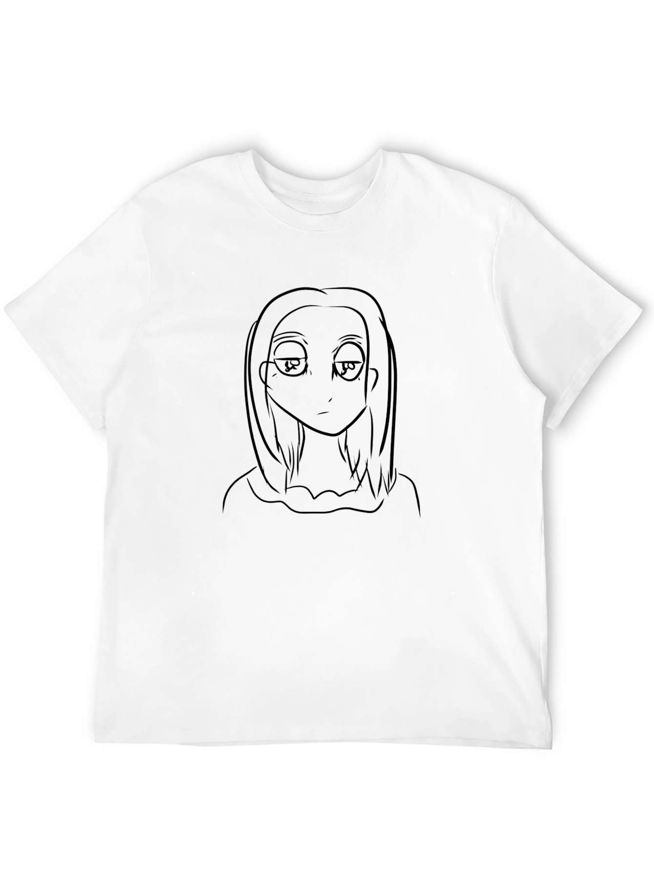 Anime Character Line Art Black T-Shirt