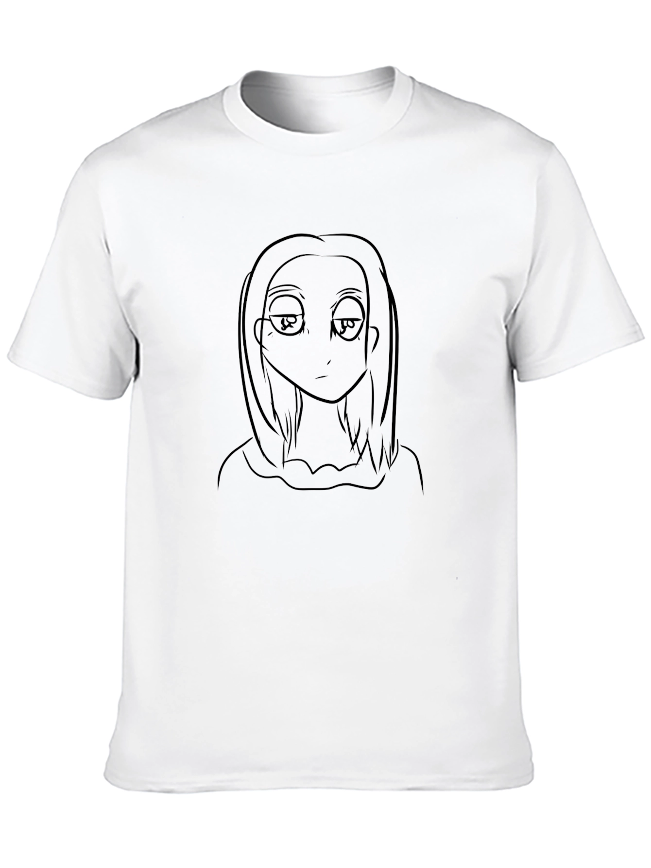 Anime Character Line Art Black T-Shirt