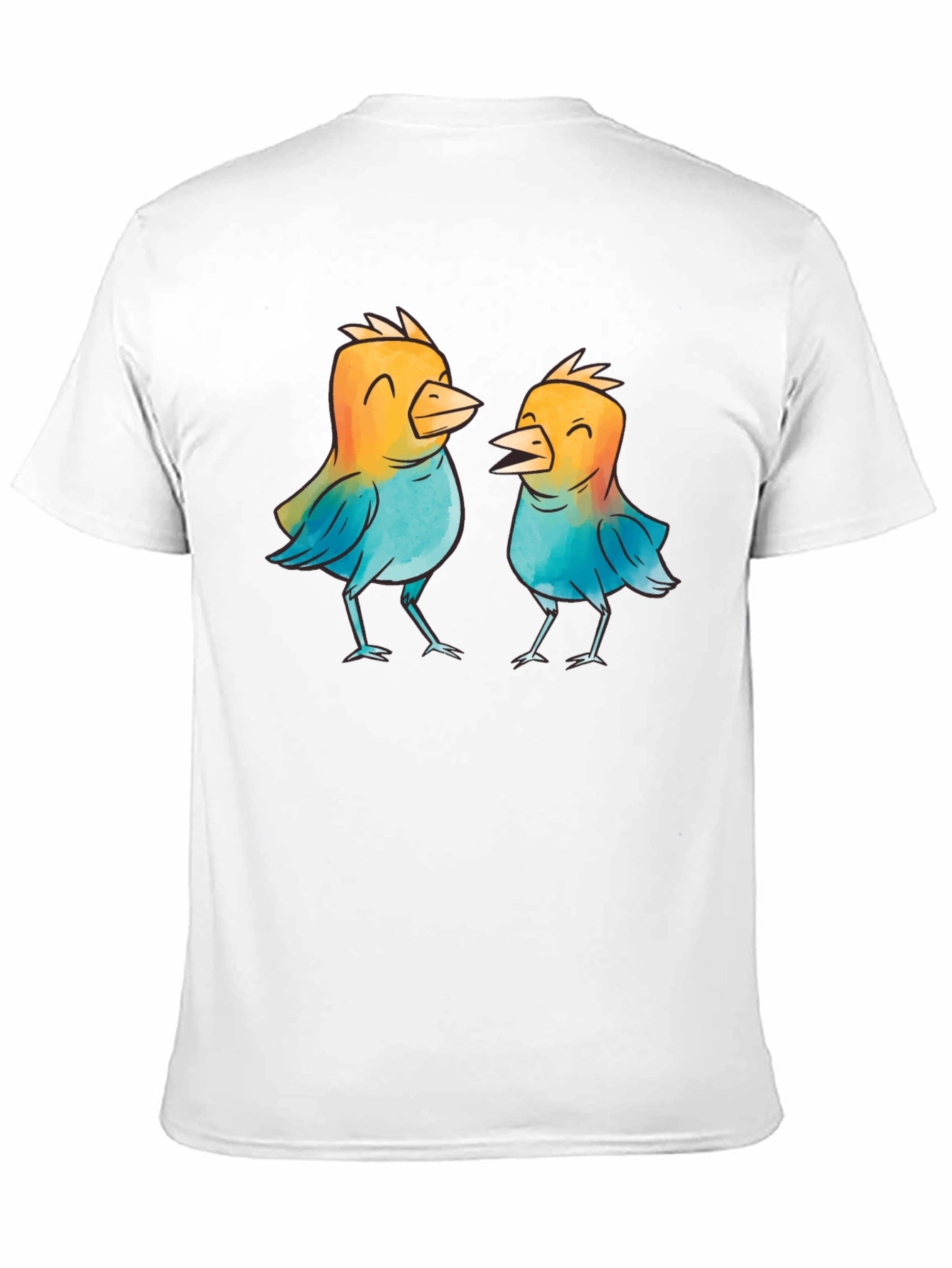 Whimsical Birds Graphic T-Shirt - Black