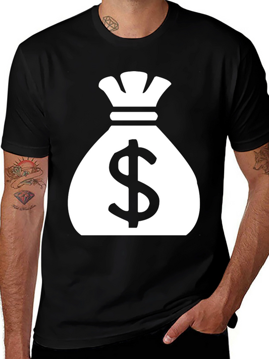 Money Bag Graphic Tee - Black Cotton T-Shirt