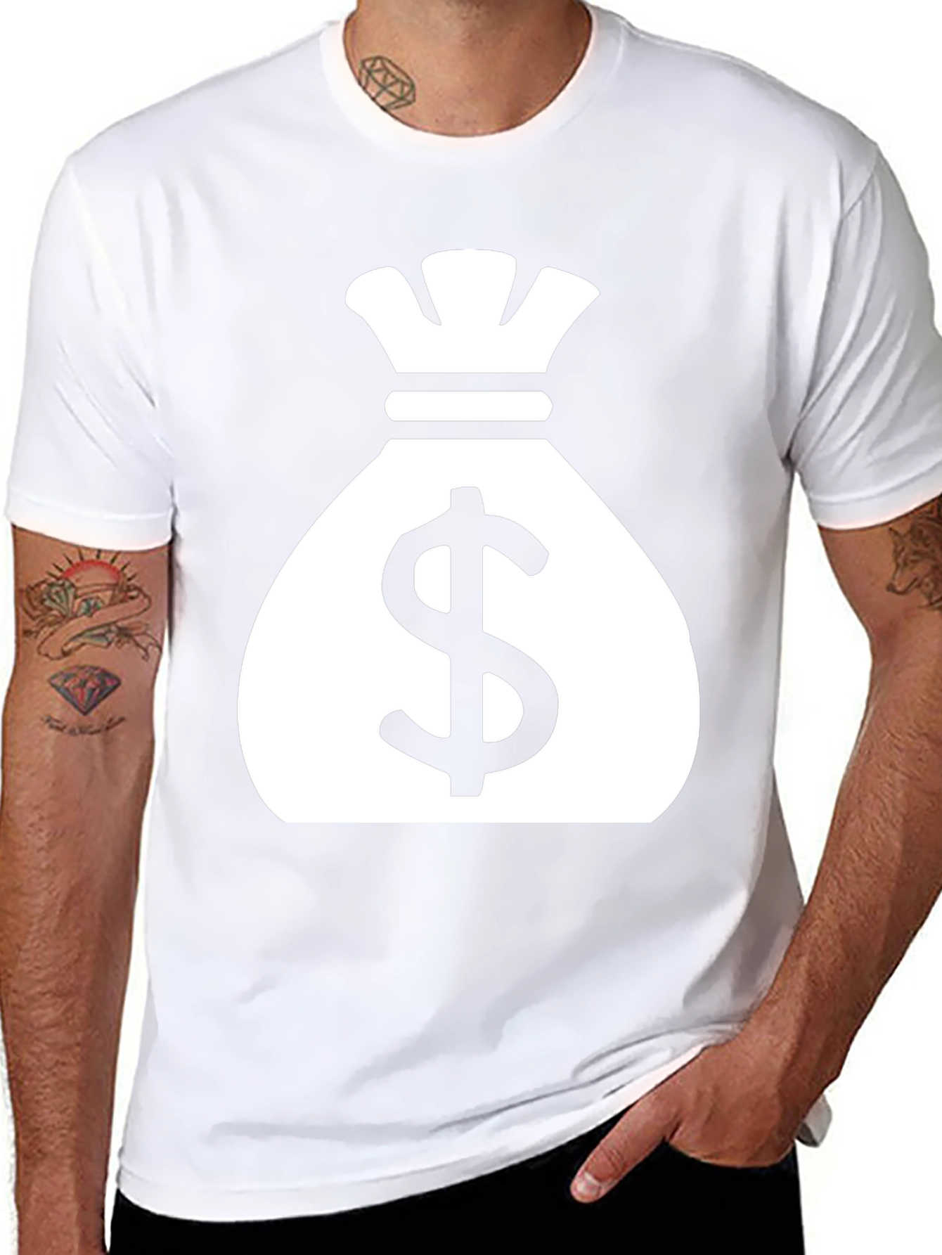 Money Bag Graphic Tee - Black Cotton T-Shirt