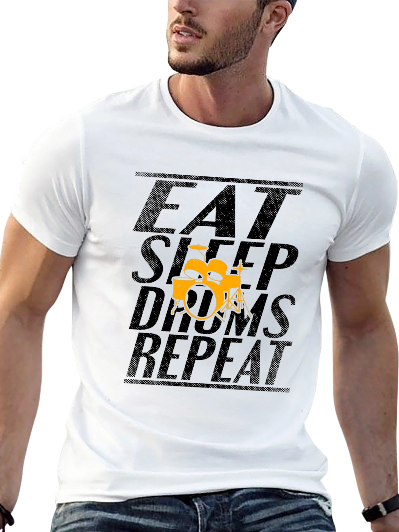 Eat Sleep Drums Repeat Black T-Shirt