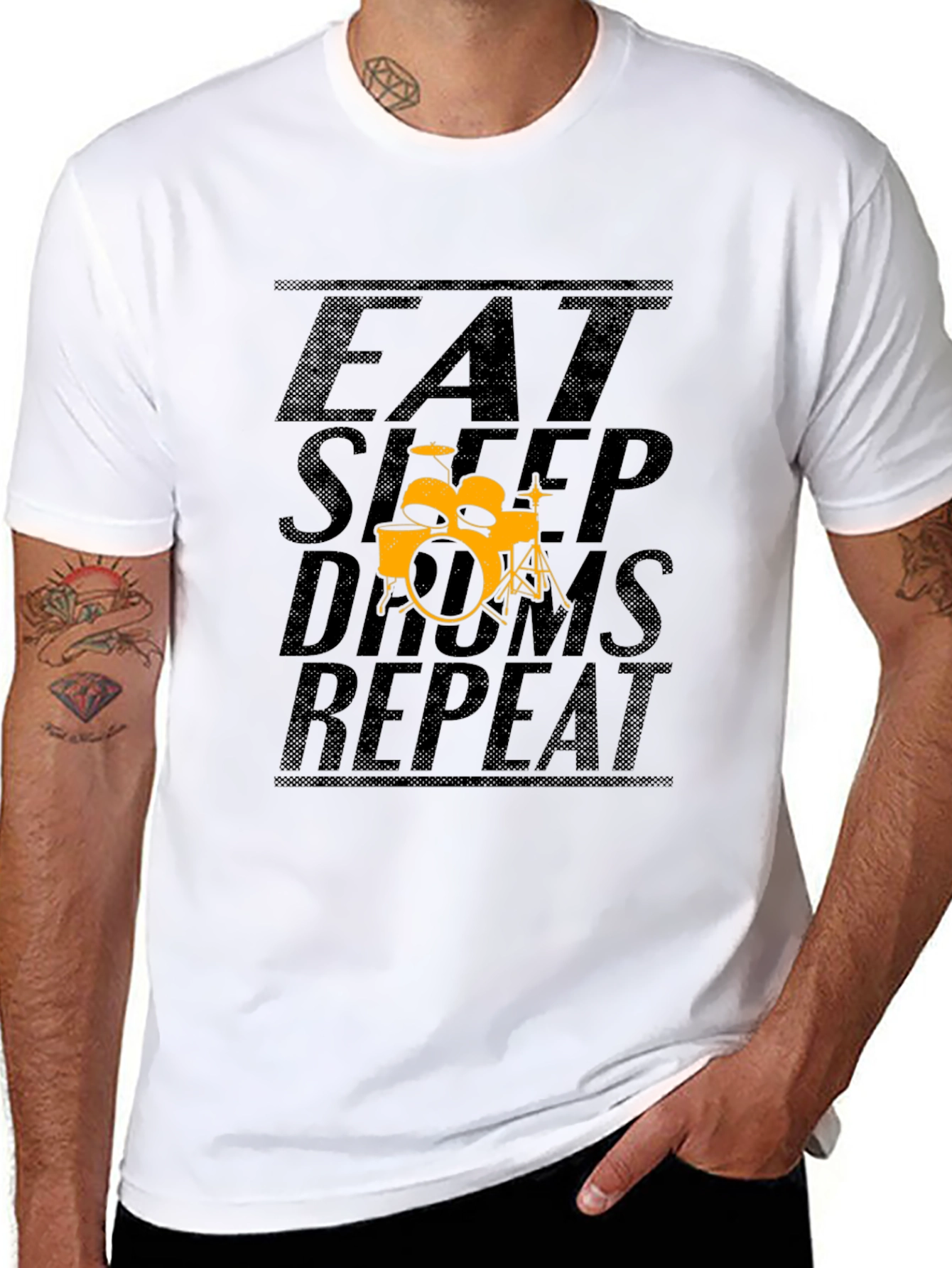 Eat Sleep Drums Repeat Black T-Shirt