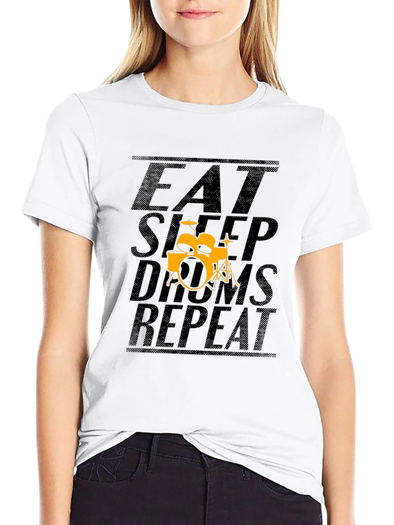 Eat Sleep Drums Repeat Black T-Shirt