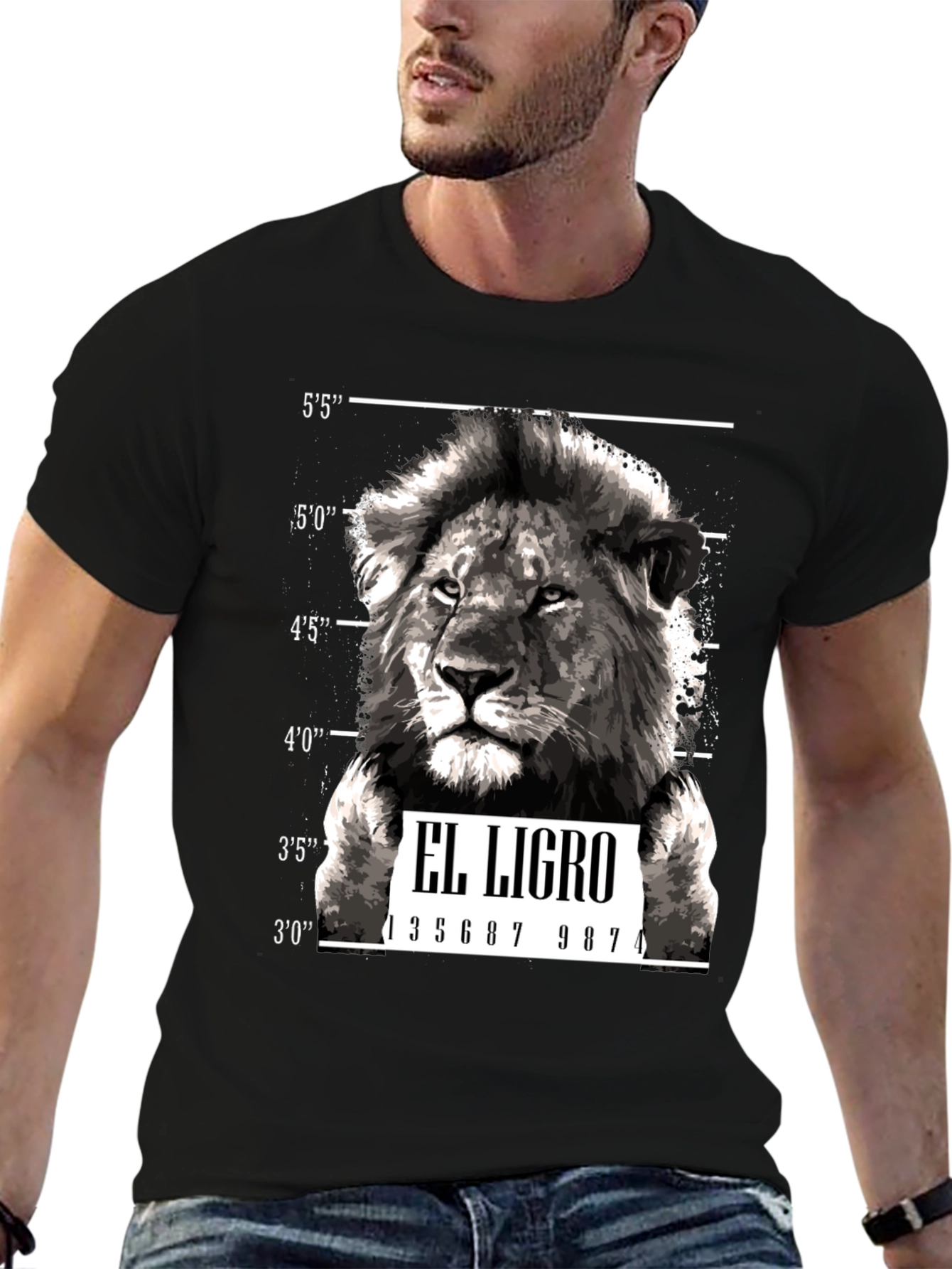 El Ligro Lion Mugshot Graphic T-Shirt