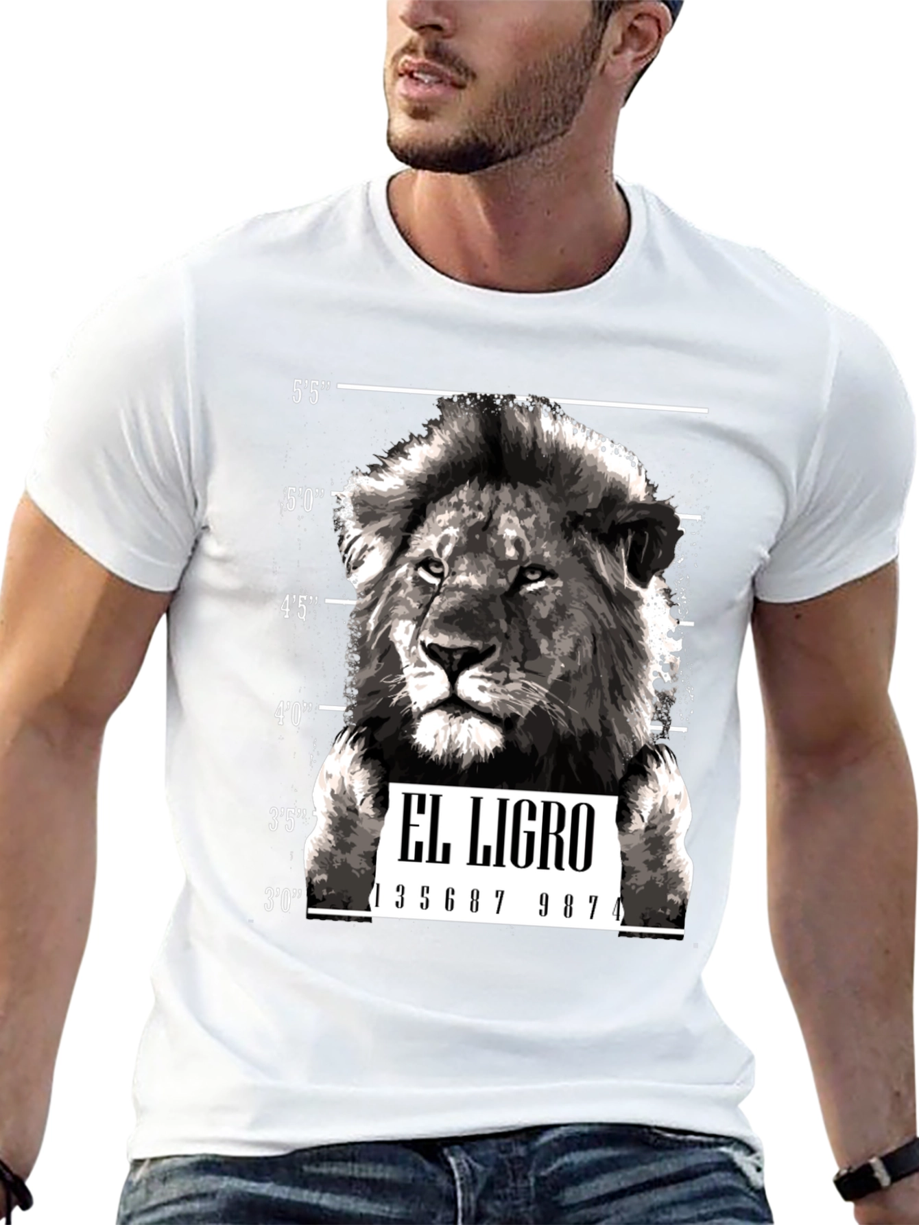El Ligro Lion Mugshot Graphic T-Shirt
