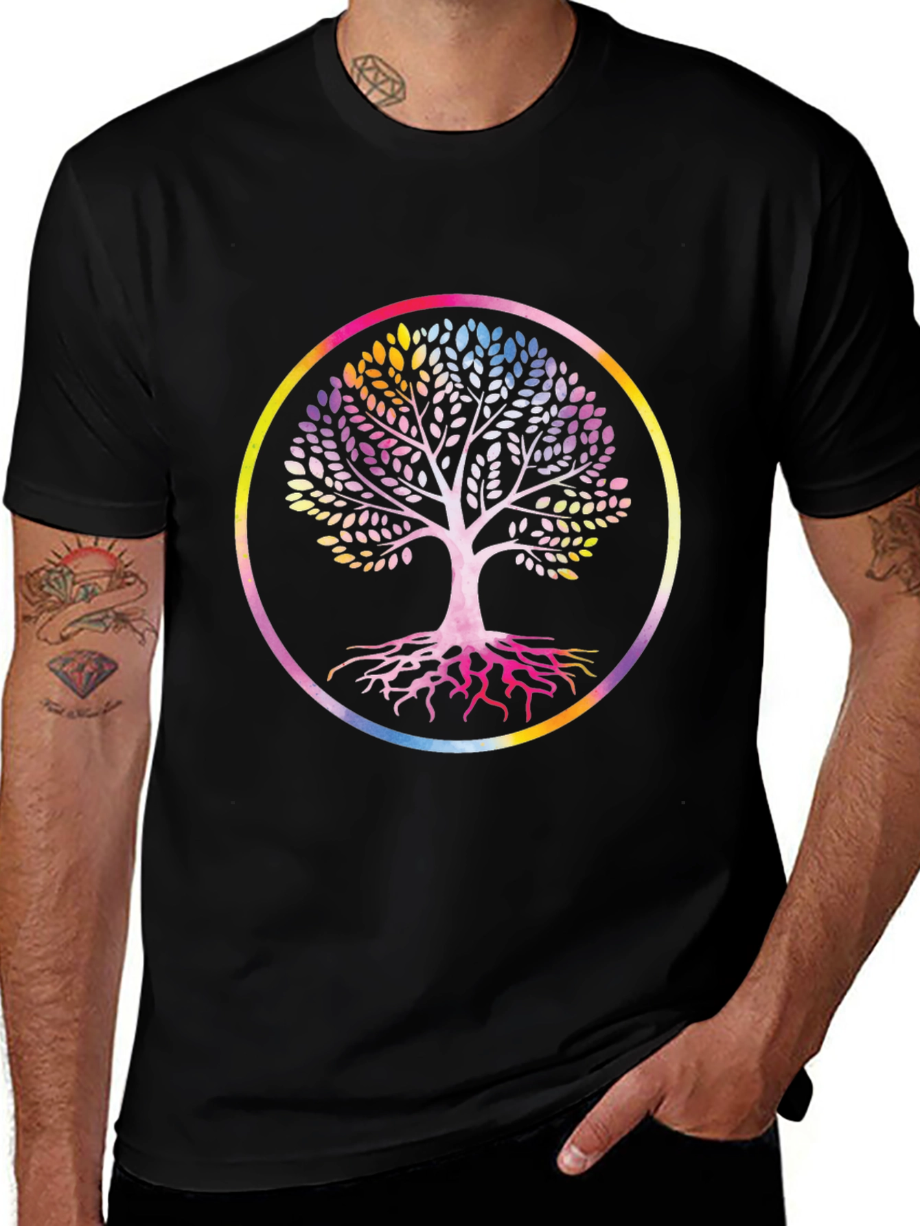 Rainbow Tree of Life Black Graphic Tee