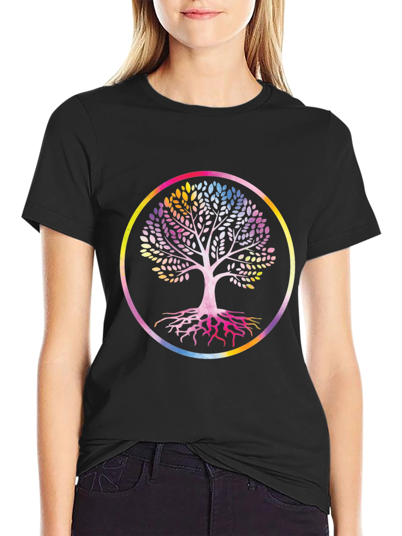 Rainbow Tree of Life Black Graphic Tee
