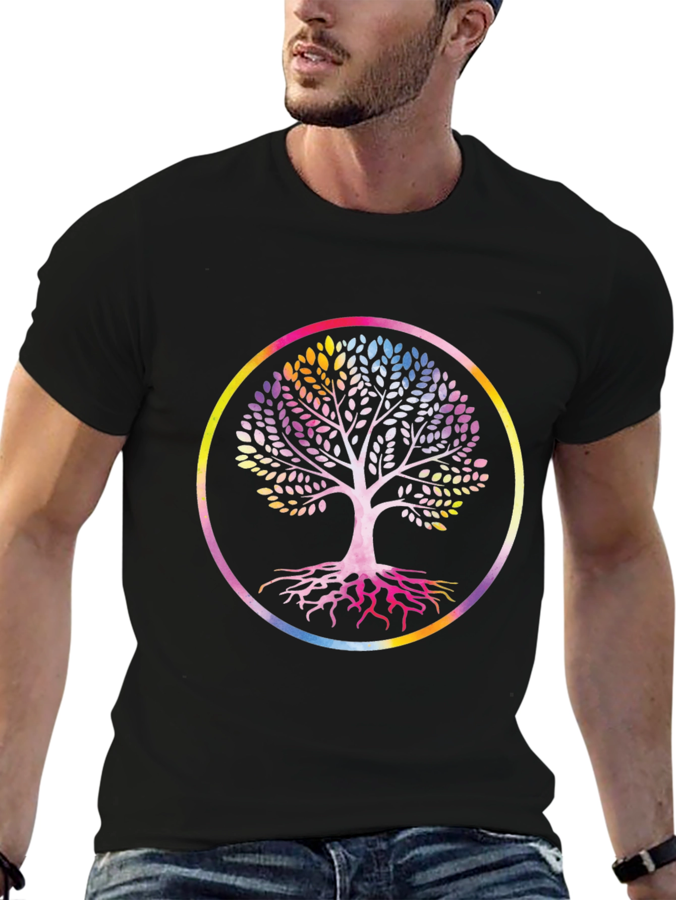 Rainbow Tree of Life Black Graphic Tee