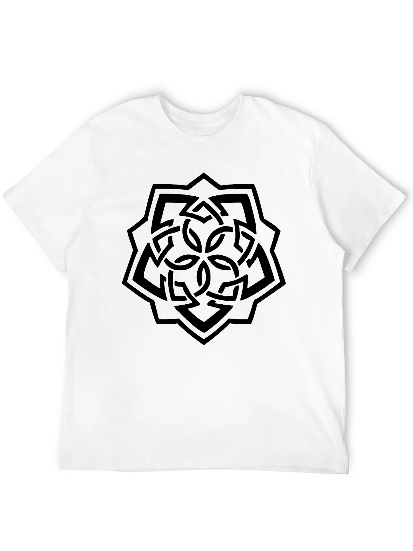Geometric Knot Design Black T-Shirt