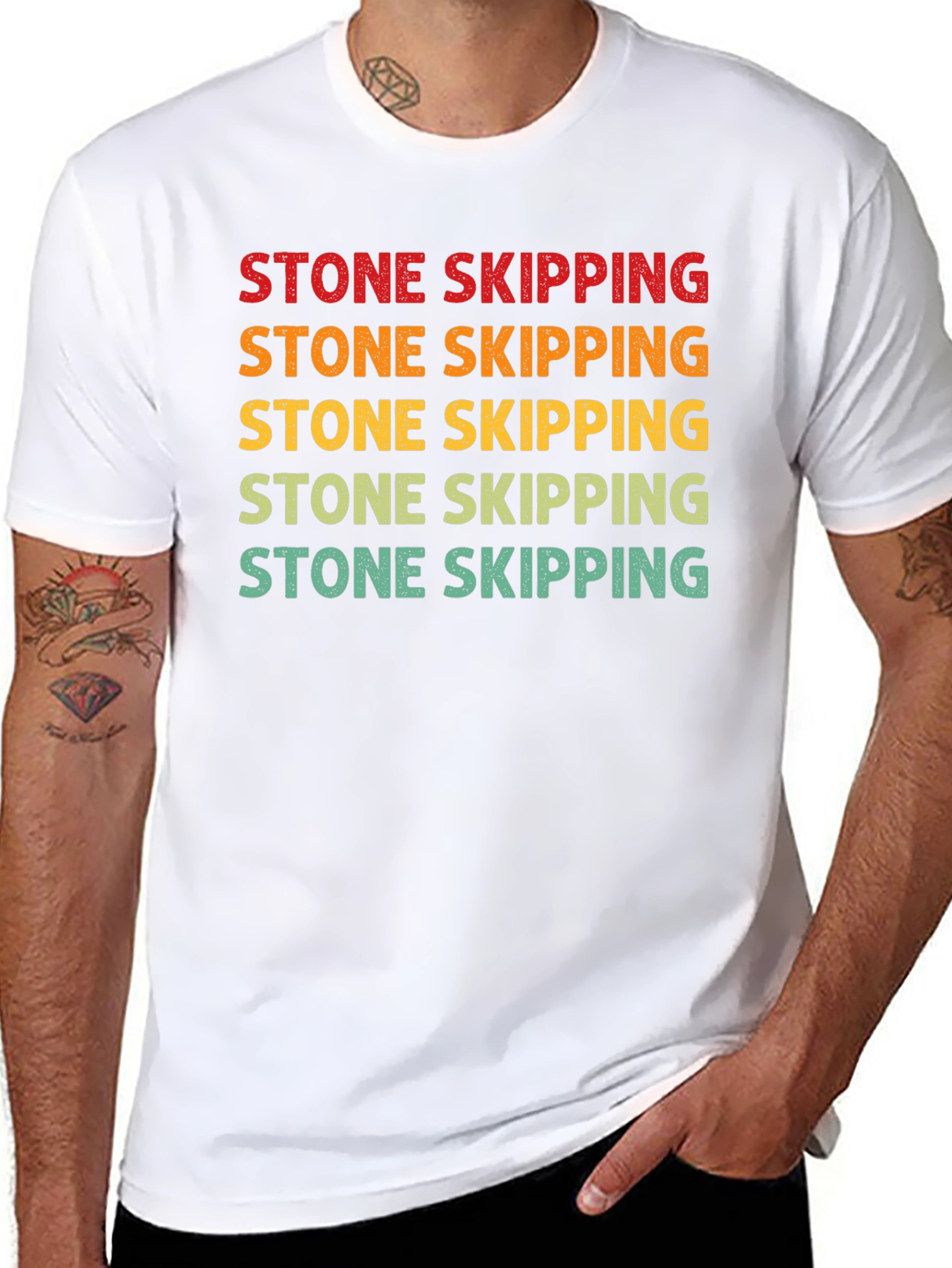 Stone Skipping Graphic Tee - Retro Style
