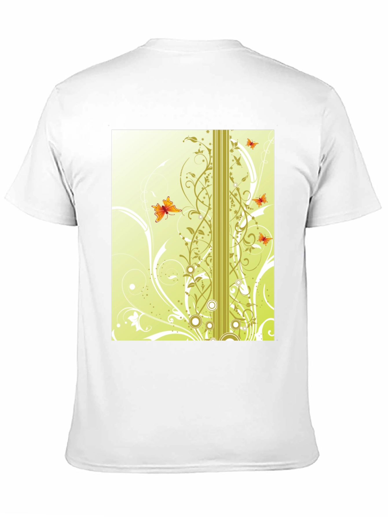 Stylish Black T-Shirt with Butterfly Vine Design