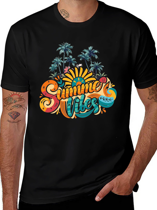 Summer Vibes Graphic Tee - Tropical Palm Design