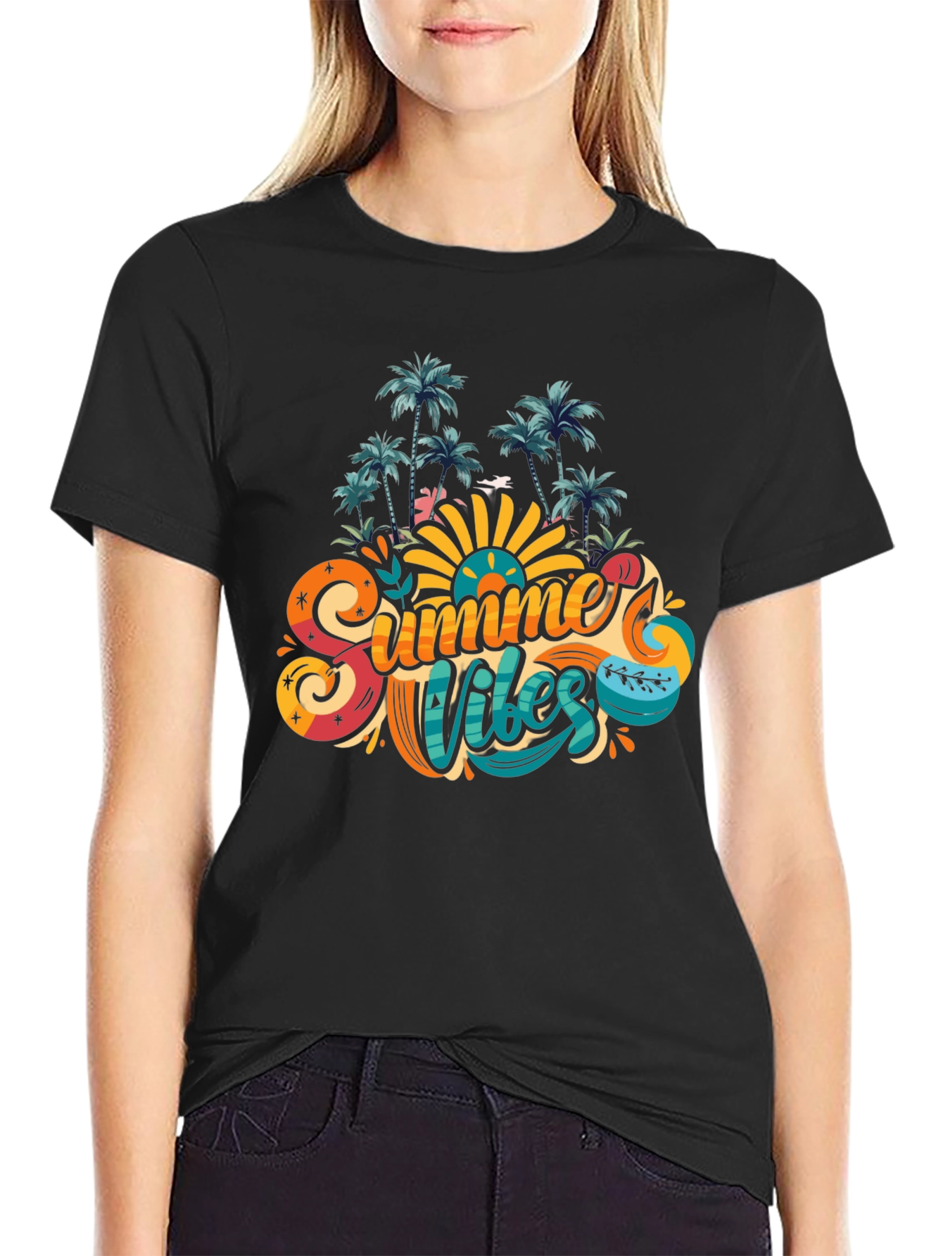Summer Vibes Graphic Tee - Tropical Palm Design