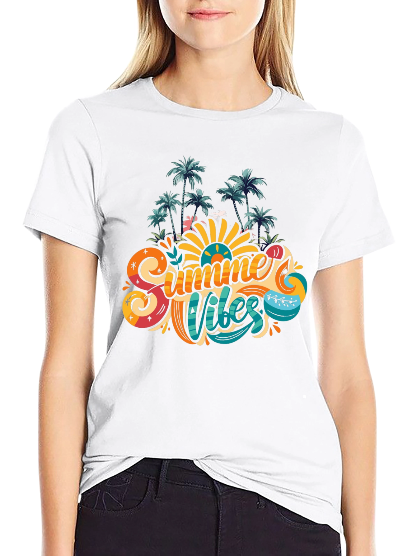 Summer Vibes Graphic Tee - Tropical Palm Design